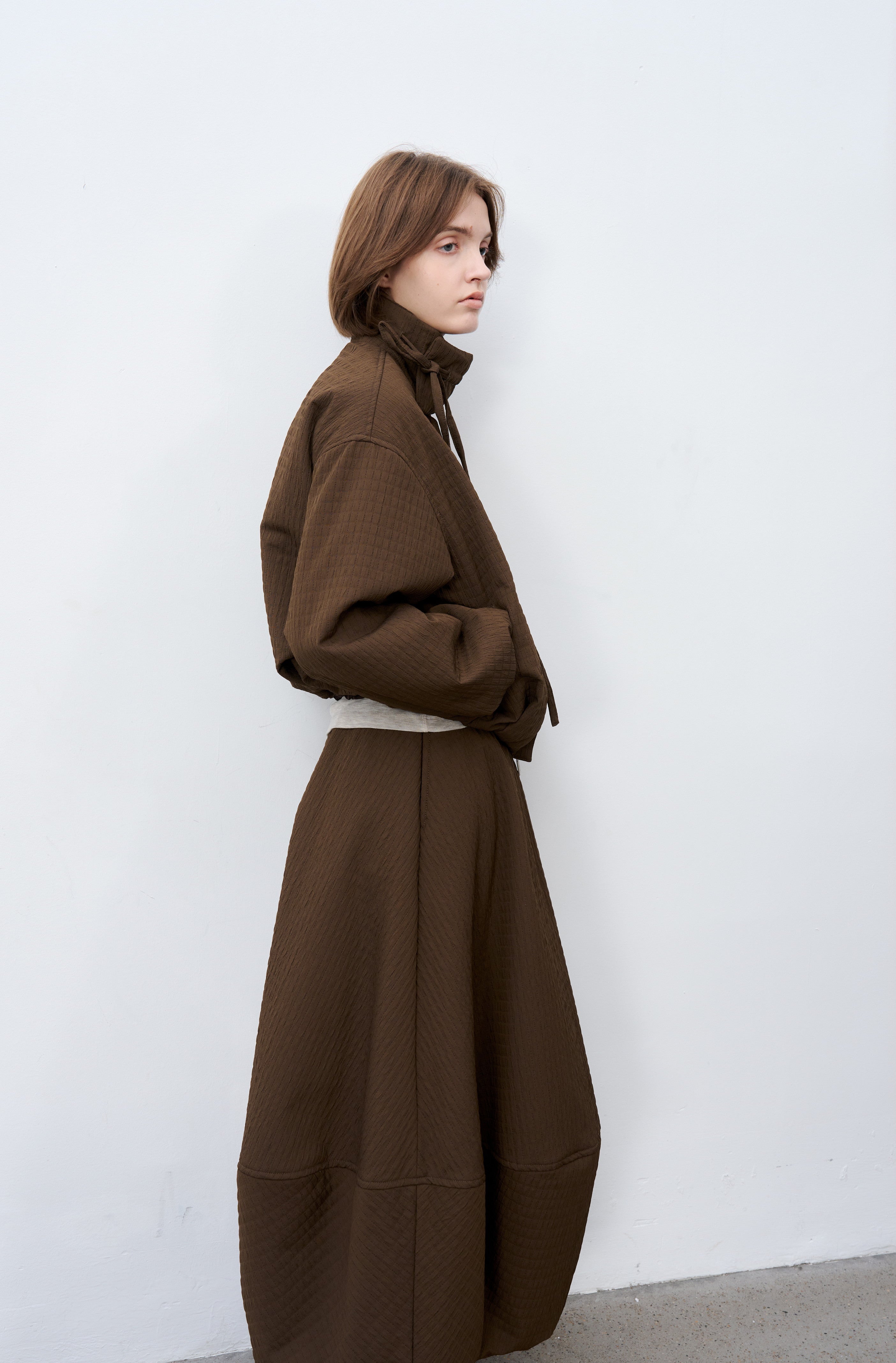 JACQUARD GRID BALLOON BLOUSON