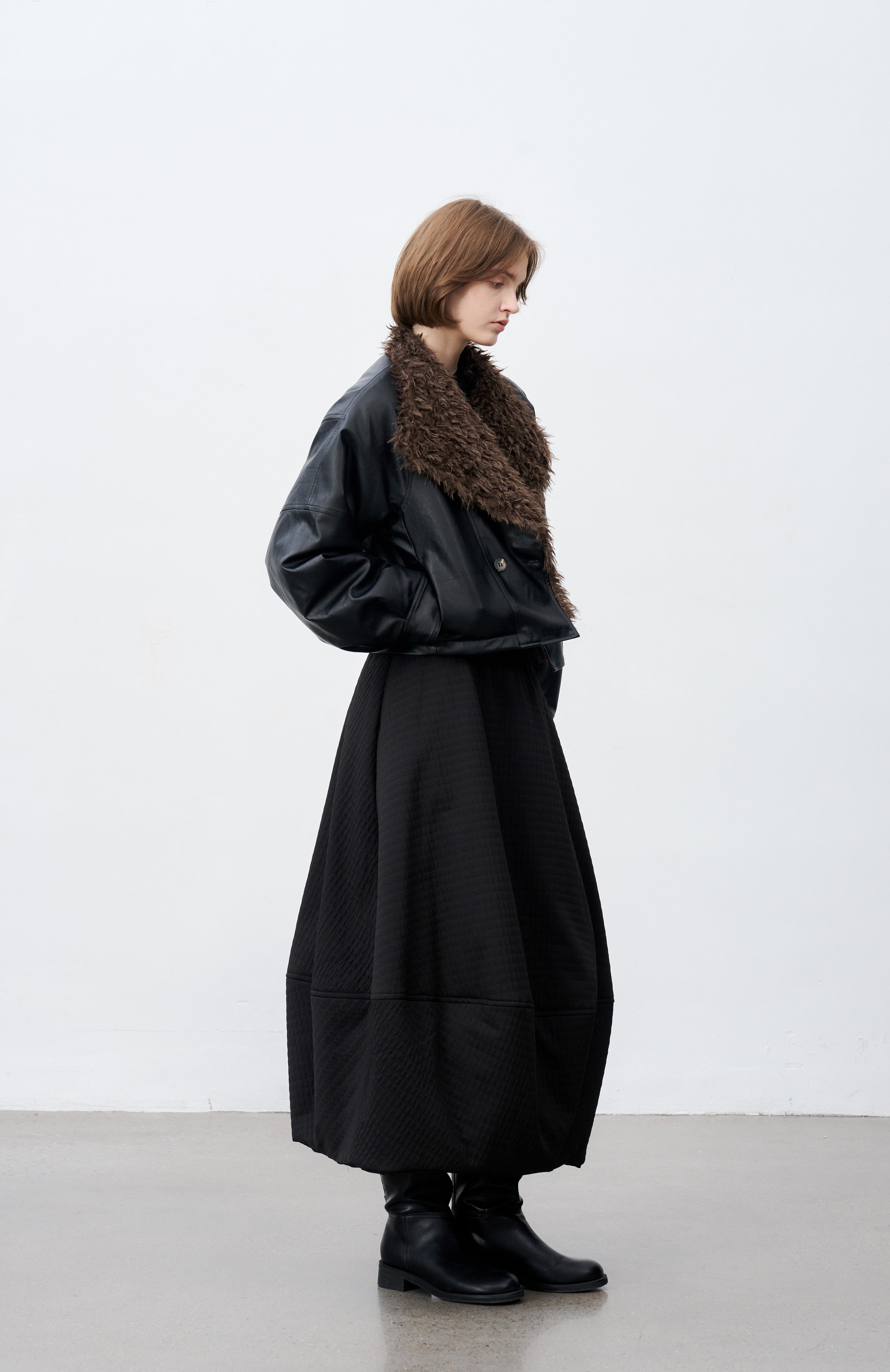 FUR LAPEL LEATHER JACKET