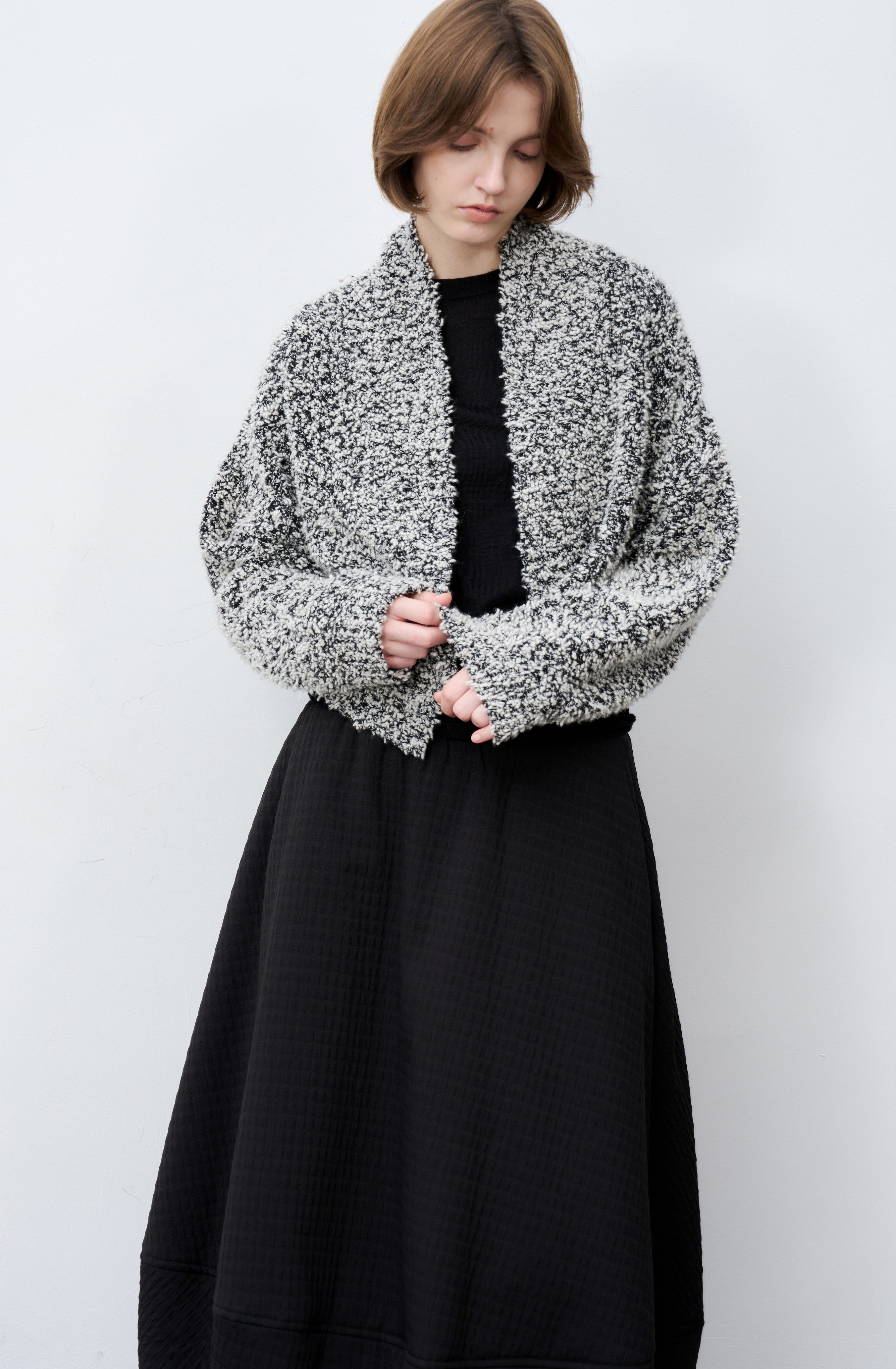 JACQUARD GRID BALLOON SKIRT