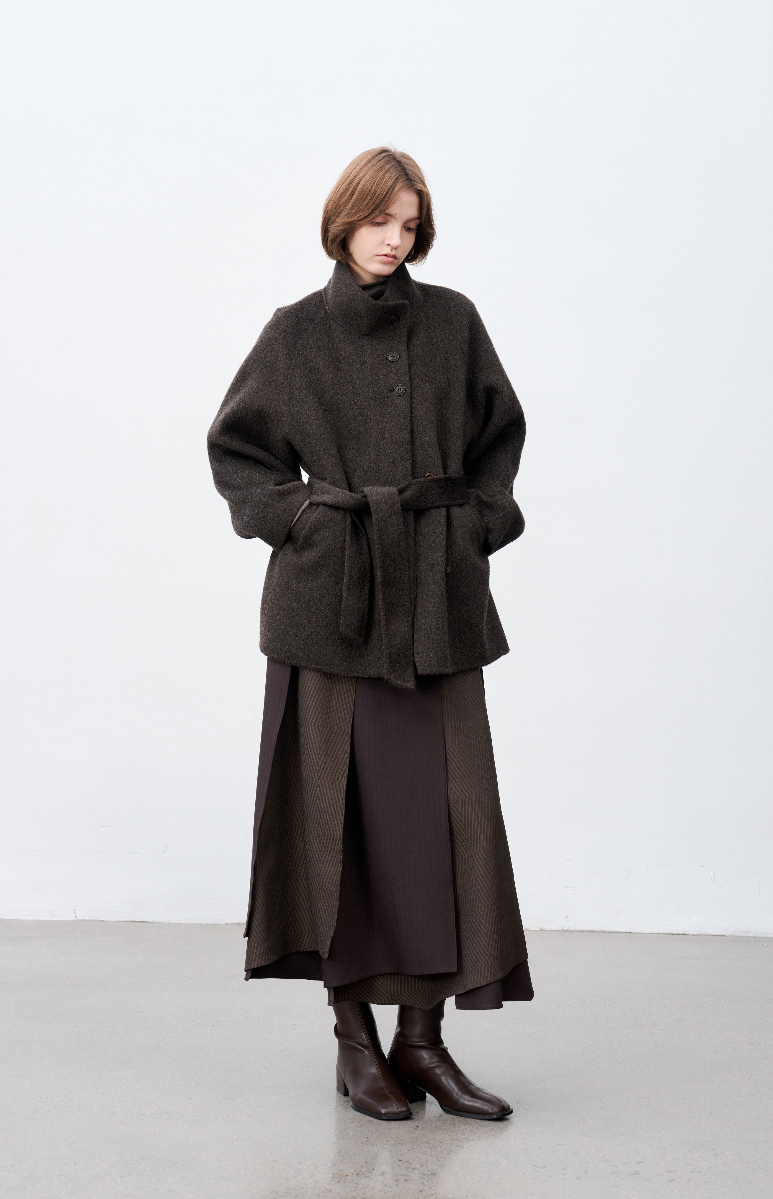 FEATHER WOOL MIDI COAT / Feather wool midi coat