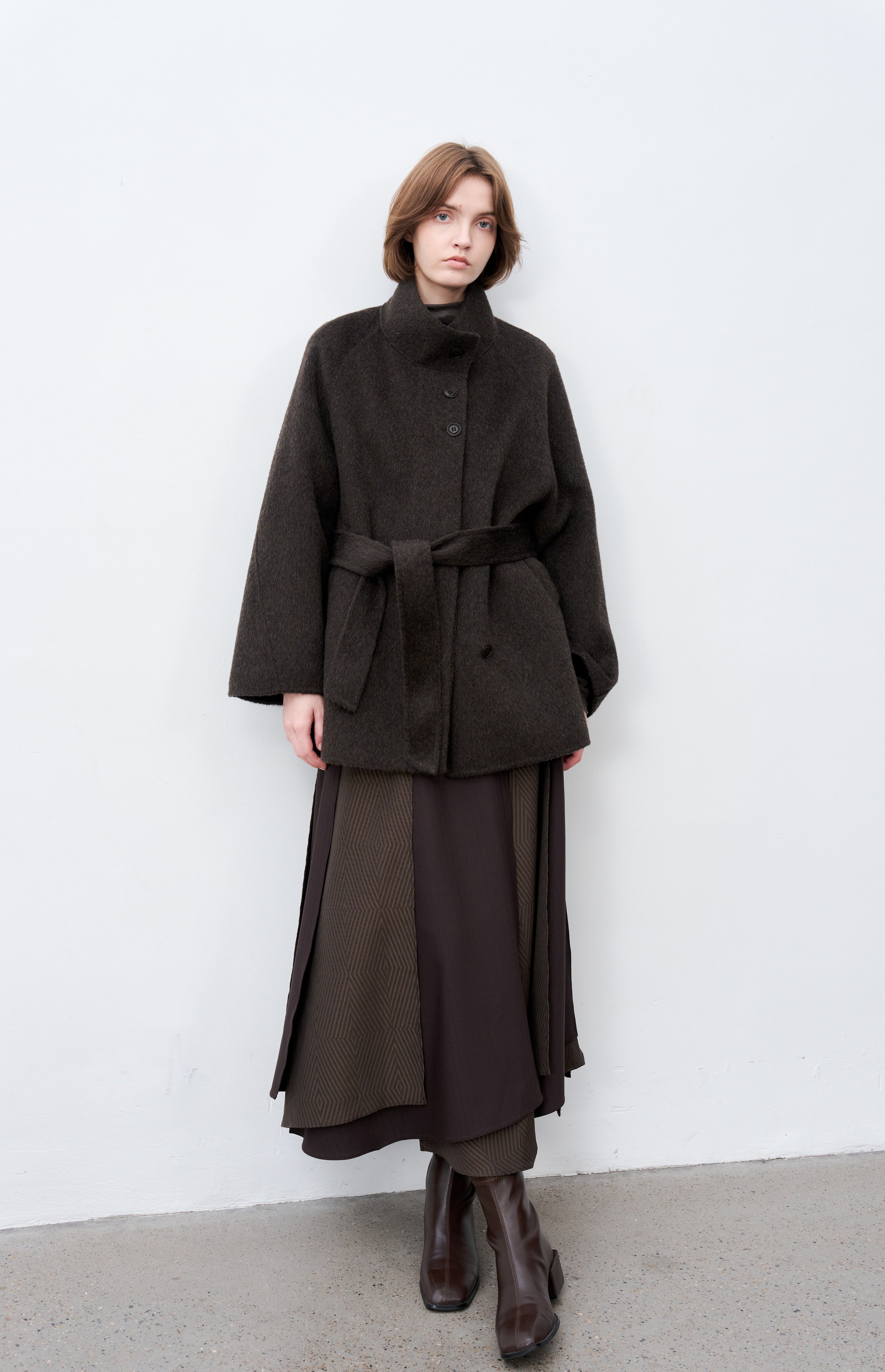 FEATHER WOOL MIDI COAT / Feather wool midi coat