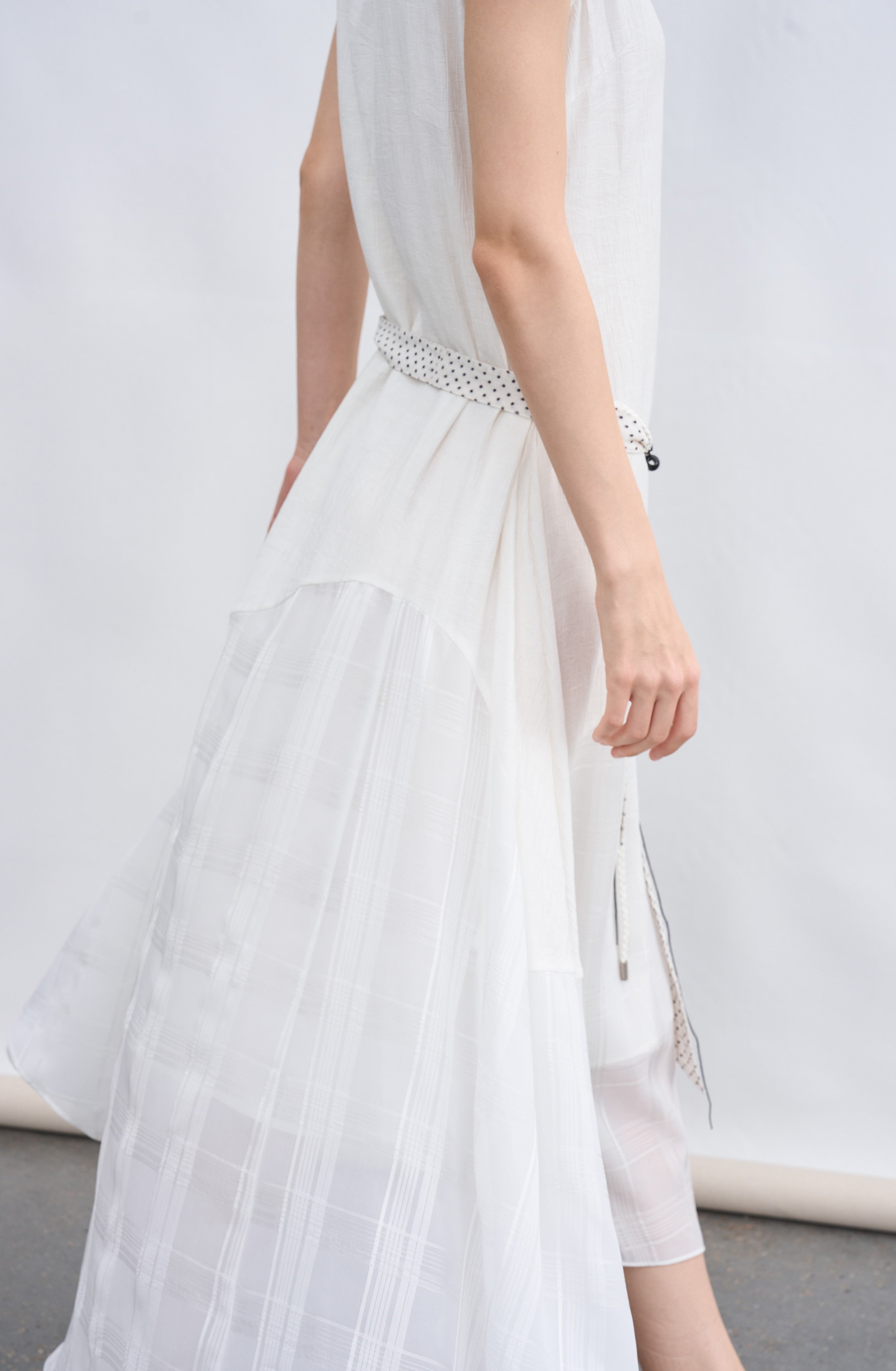 SHEER PLAID LAYER DRESS