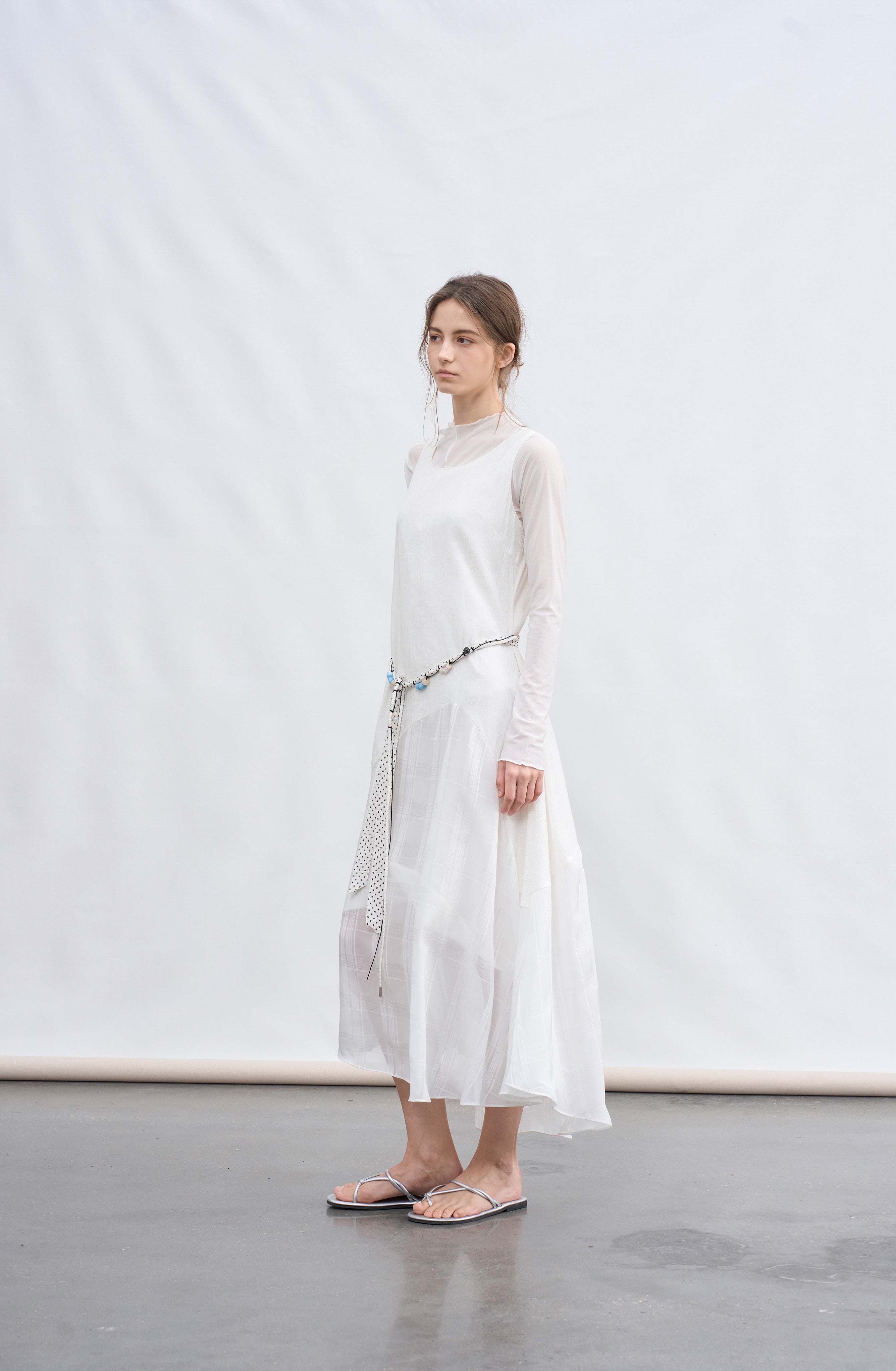 SHEER PLAID LAYER DRESS