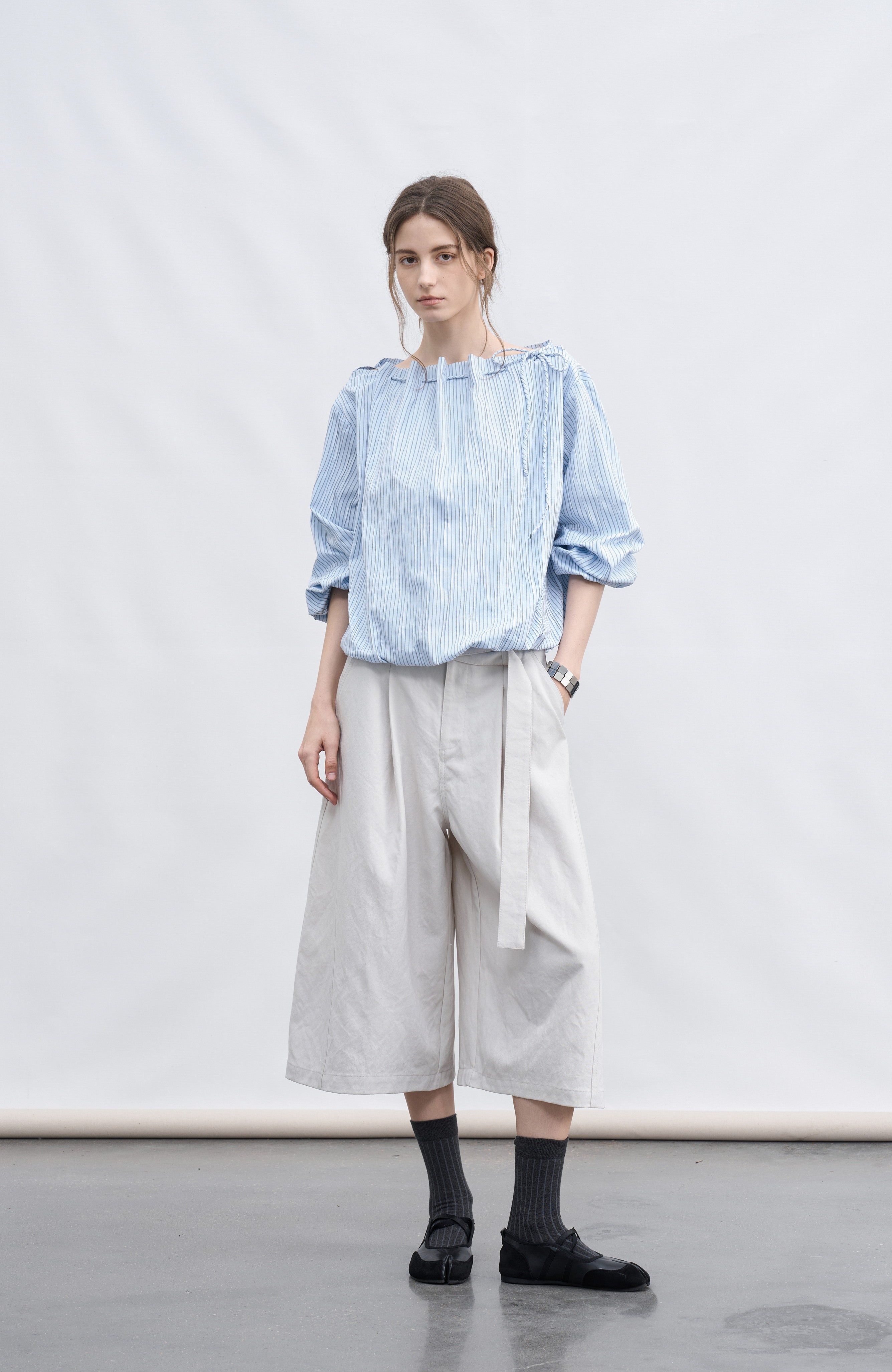 STRING POUCH STRIPE SHIRT