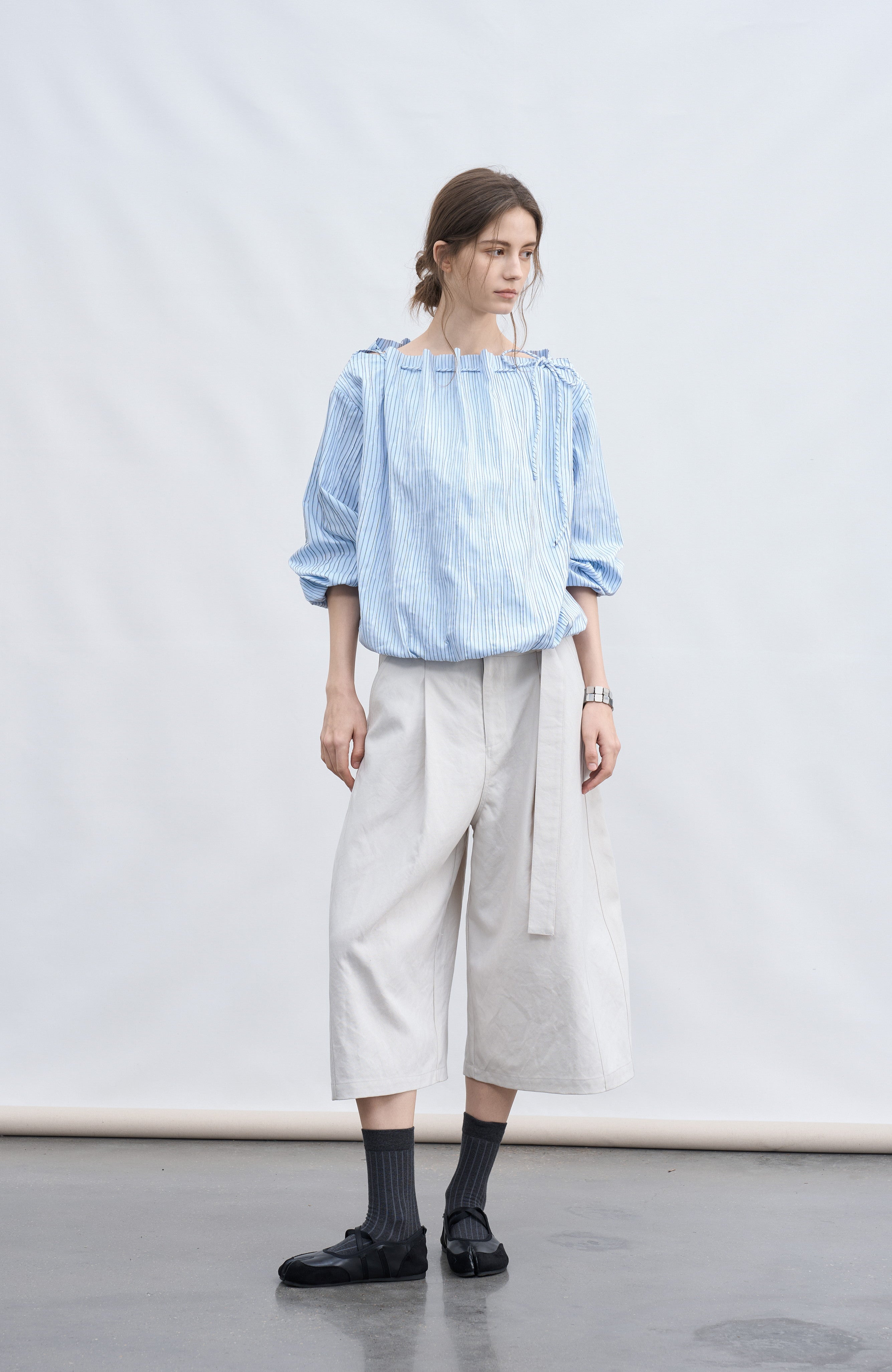 STRING POUCH STRIPE SHIRT / ストリングポーチストライプシャツ