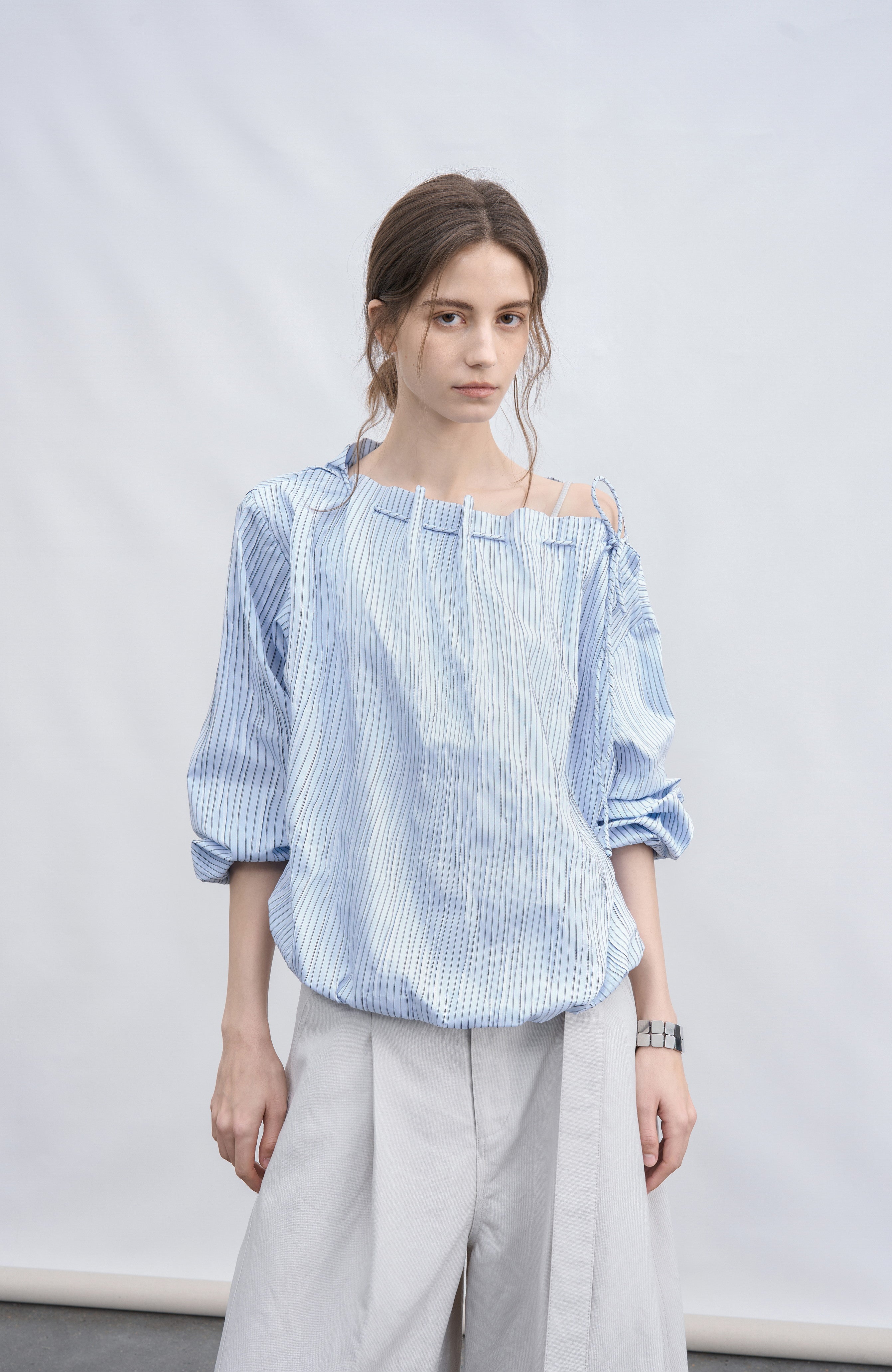 STRING POUCH STRIPE SHIRT / ストリングポーチストライプシャツ