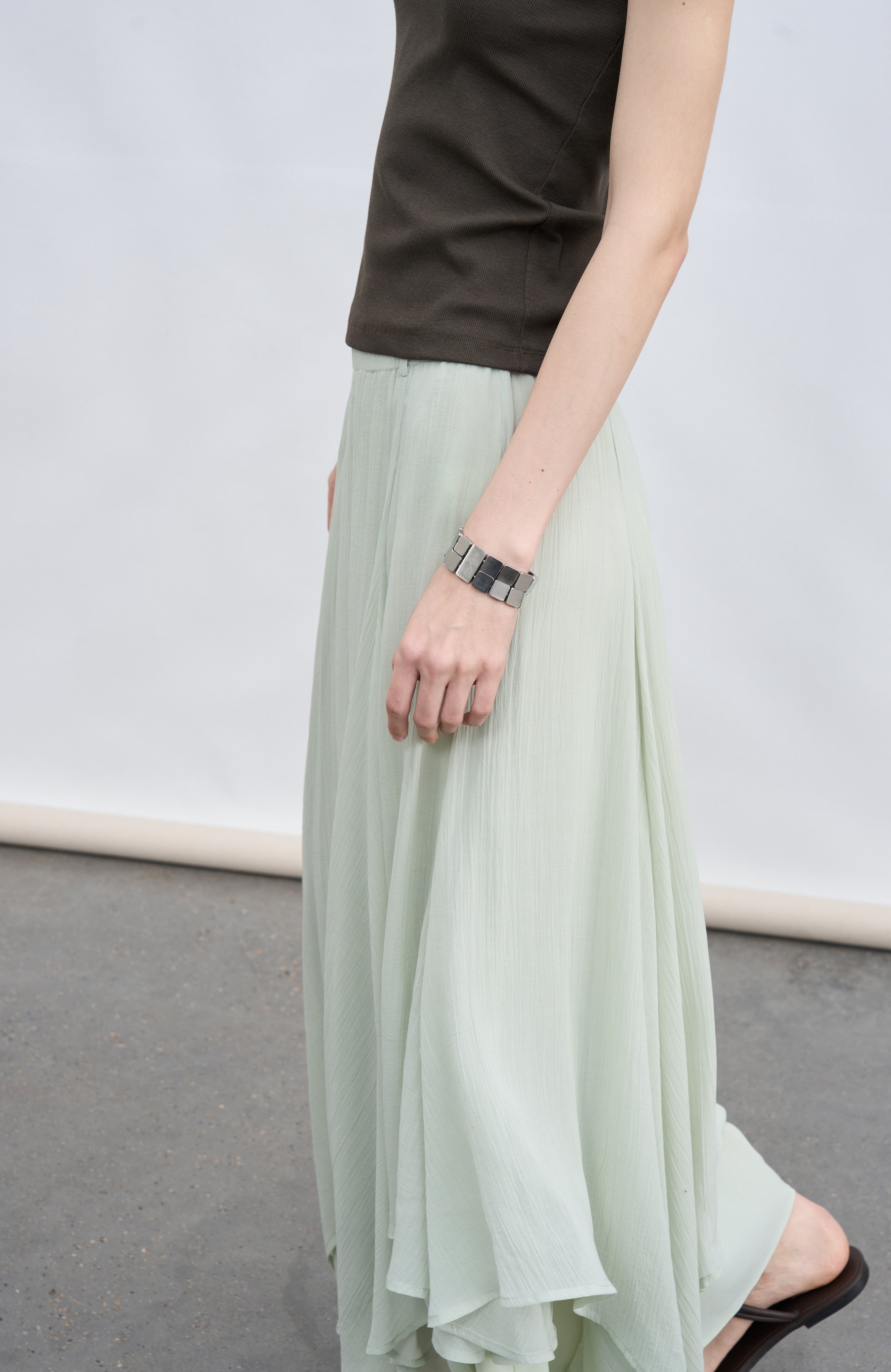MIX FRILL CHIFFON SKIRT / 믹스 프릴 쉬폰 스커트