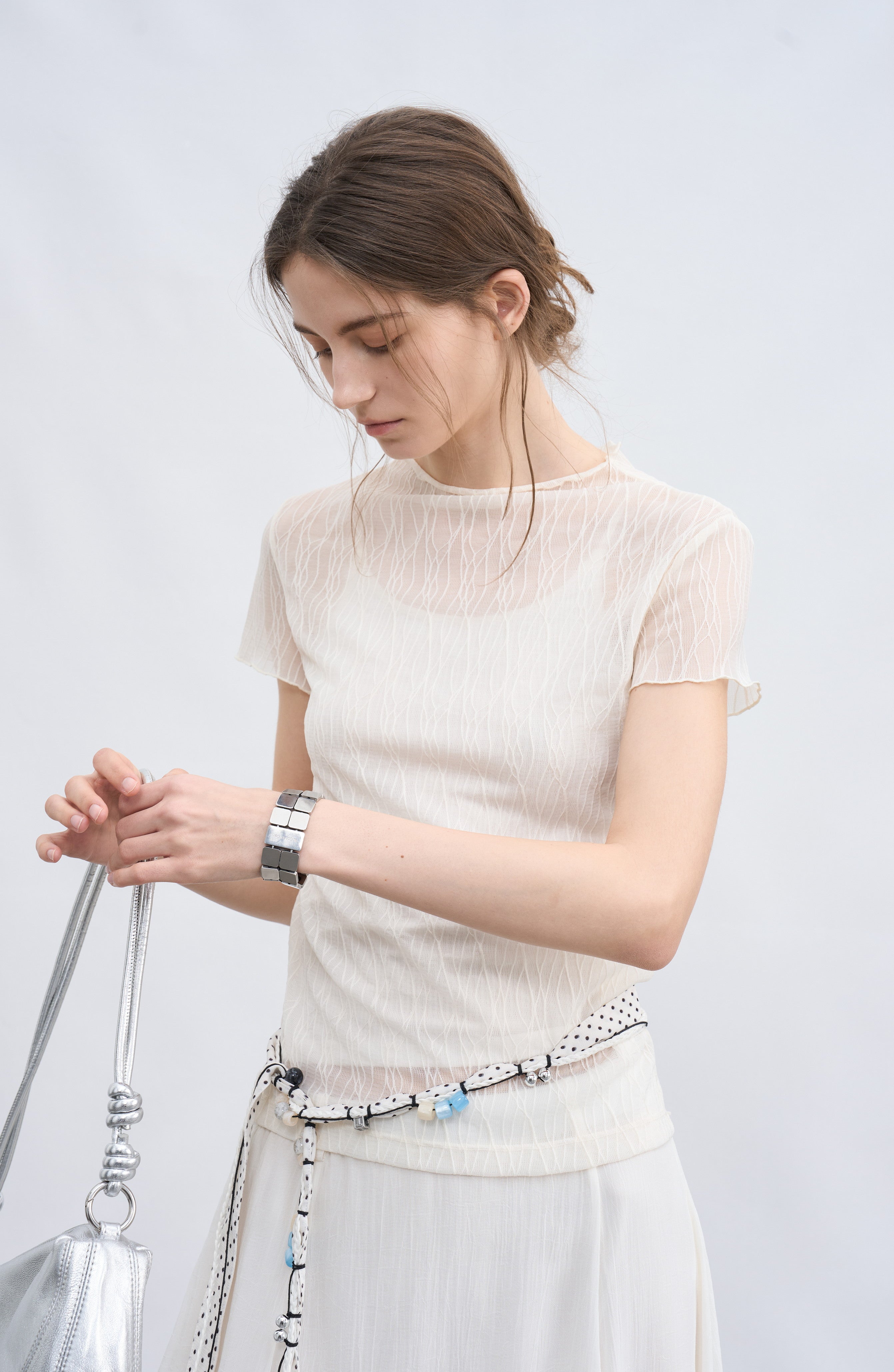 WAVE JACQUARD SHEER TEE / ウェーブジャカードシアーティー