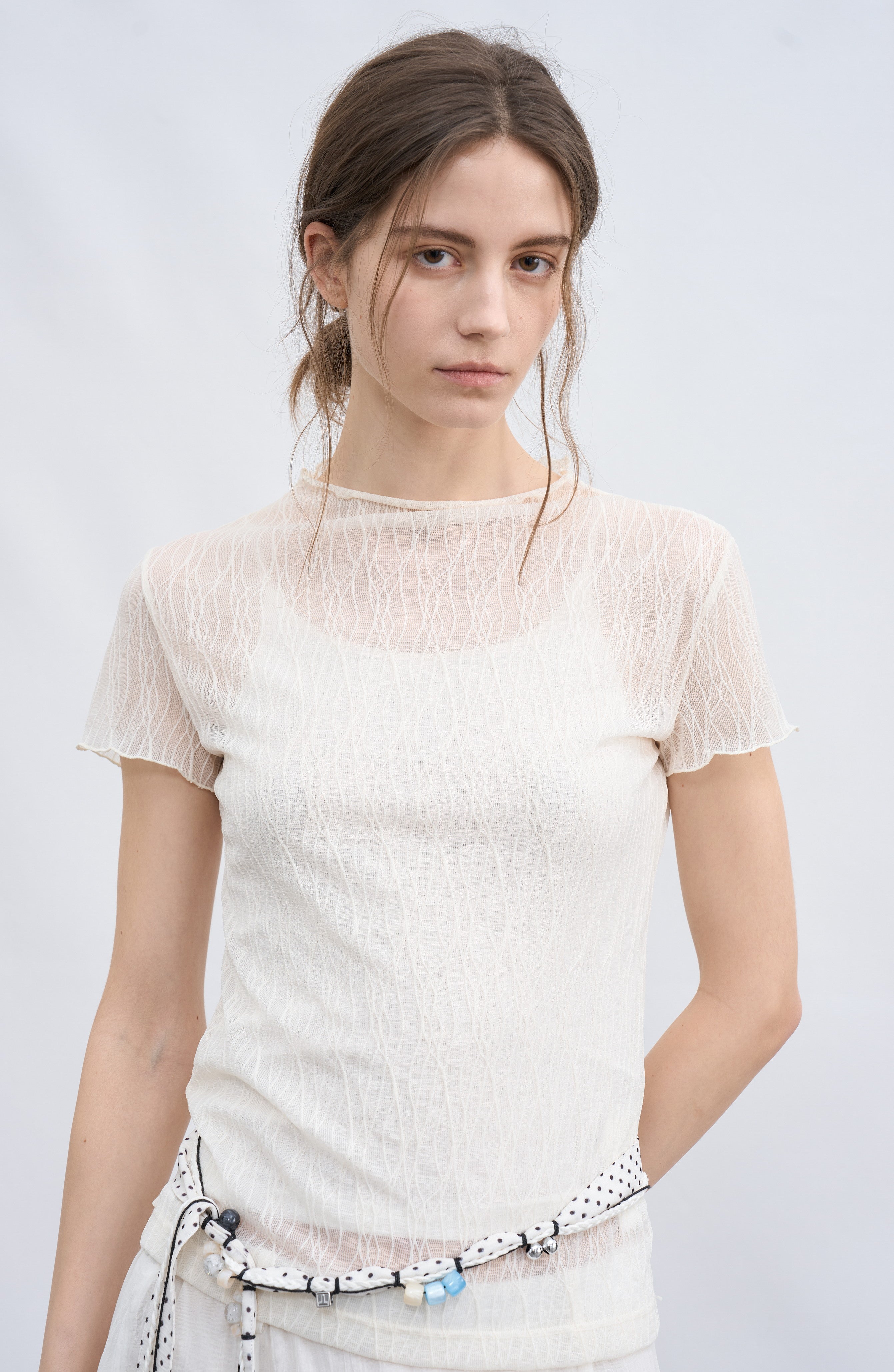 WAVE JACQUARD SHEER TEE / ウェーブジャカードシアーティー