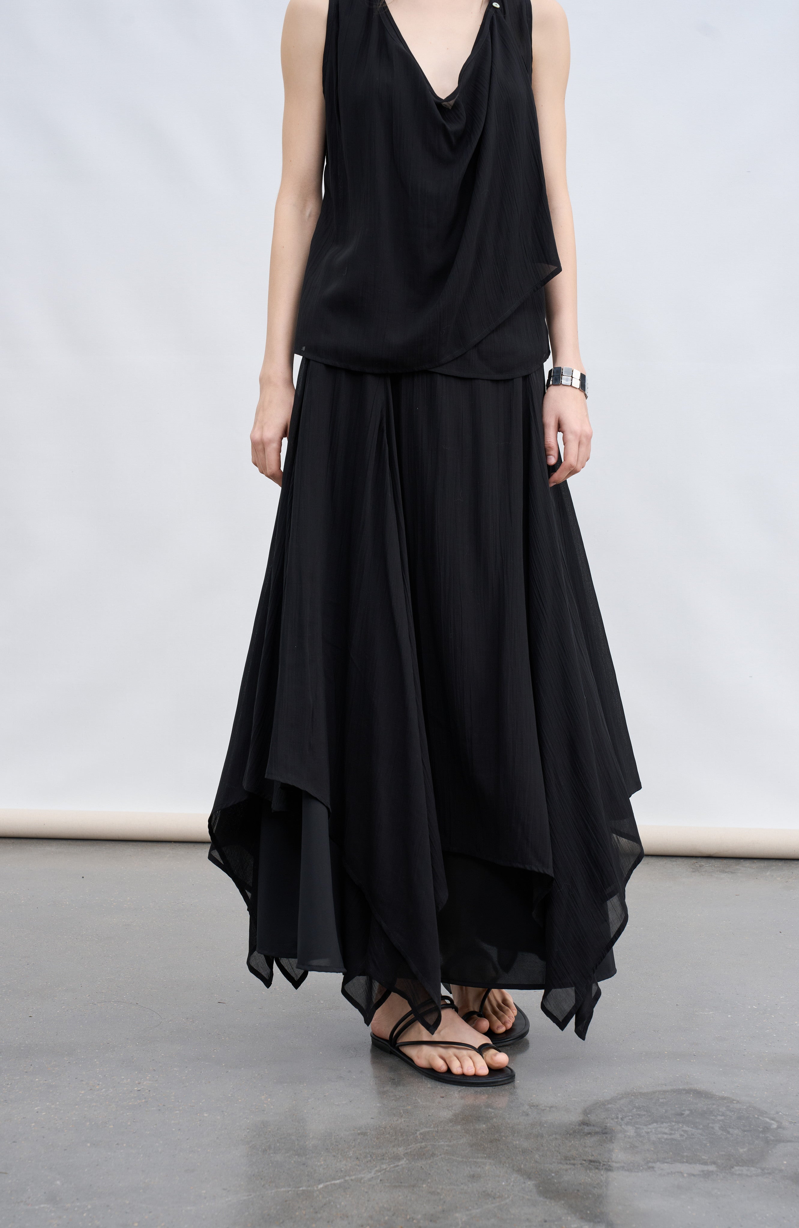 MIX FRILL CHIFFON SKIRT / 믹스 프릴 쉬폰 스커트