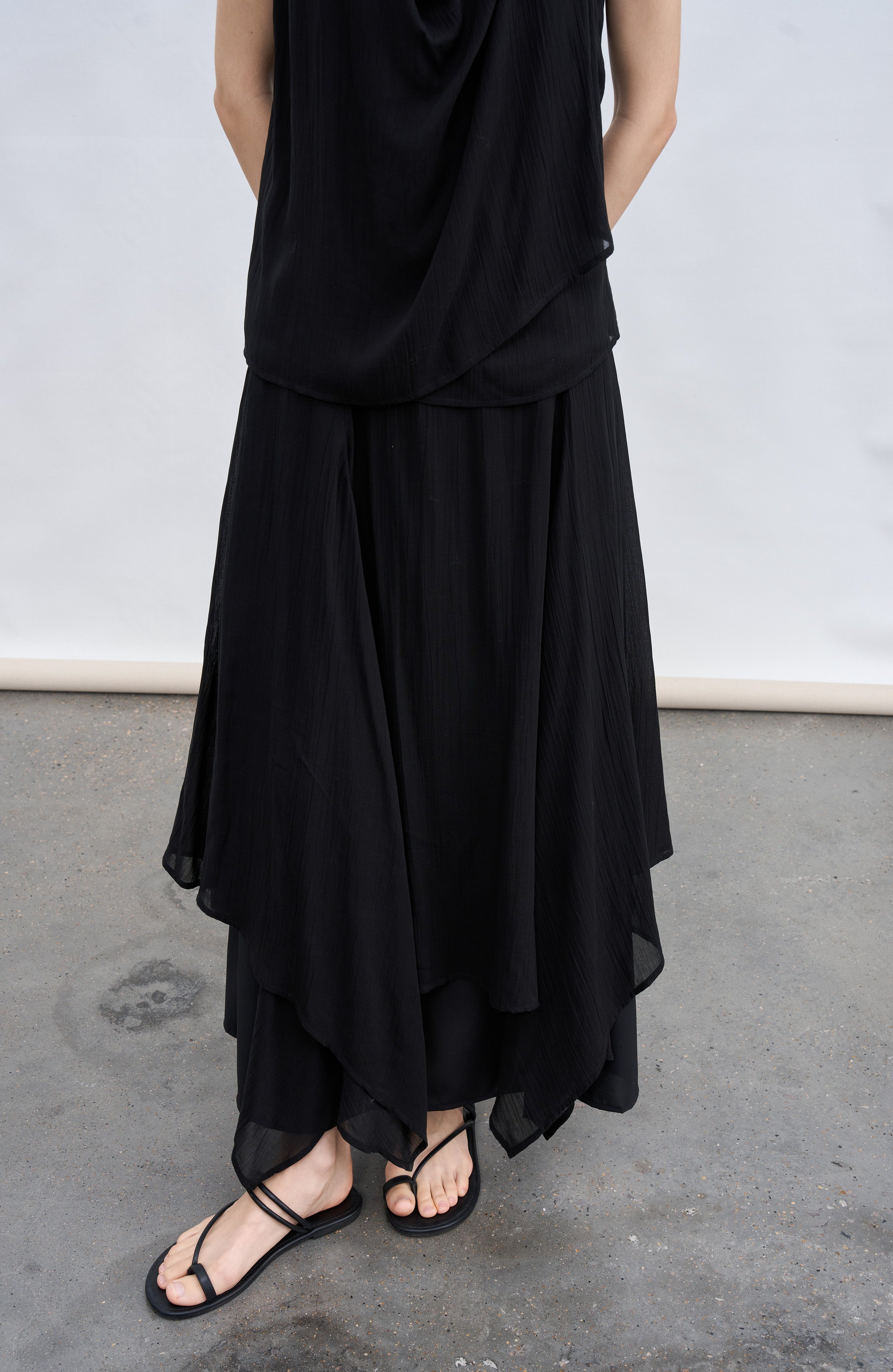 MIX FRILL CHIFFON SKIRT / 믹스 프릴 쉬폰 스커트