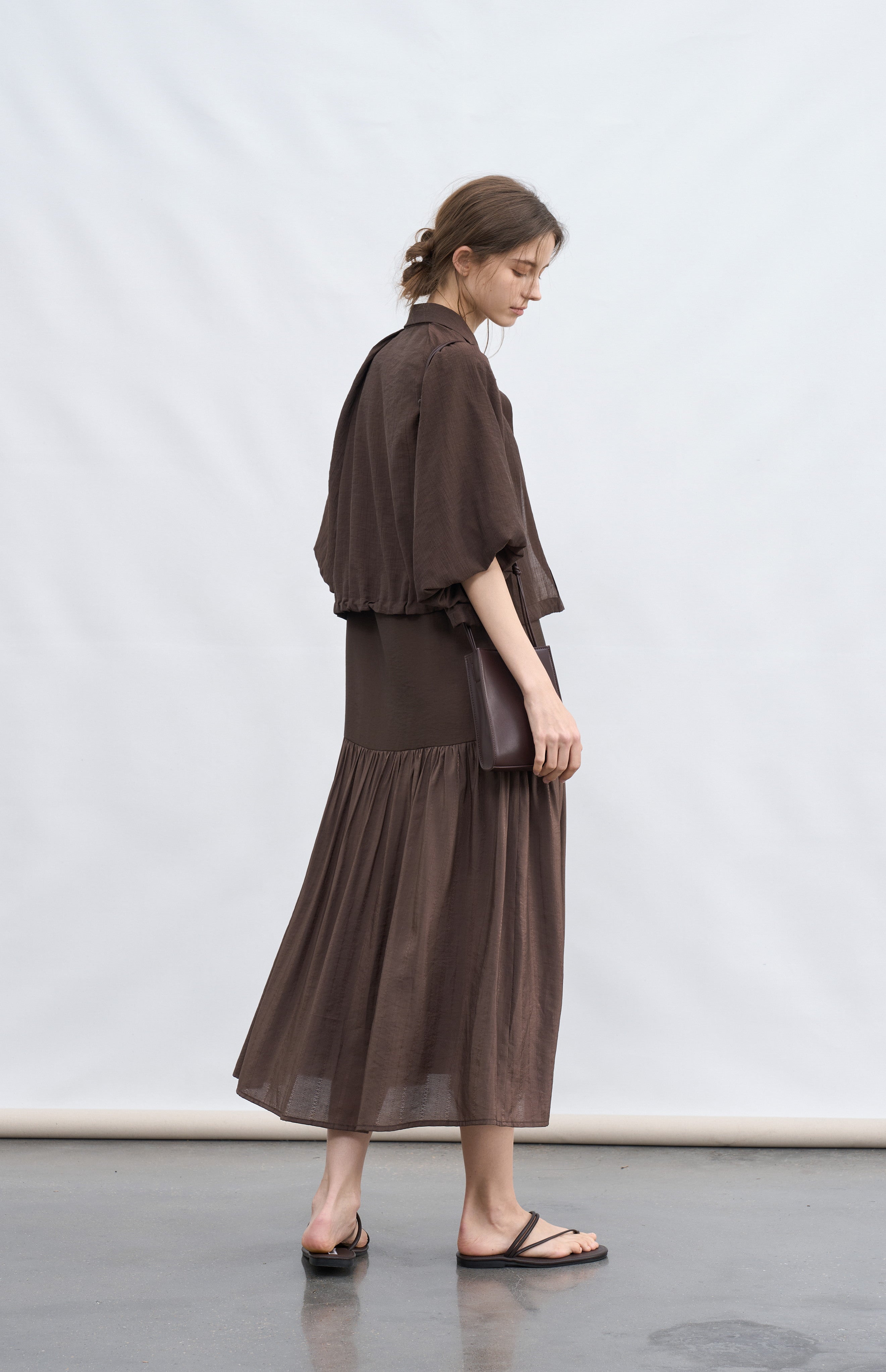 BALLOON SLEEVE DRAPE SHIRT