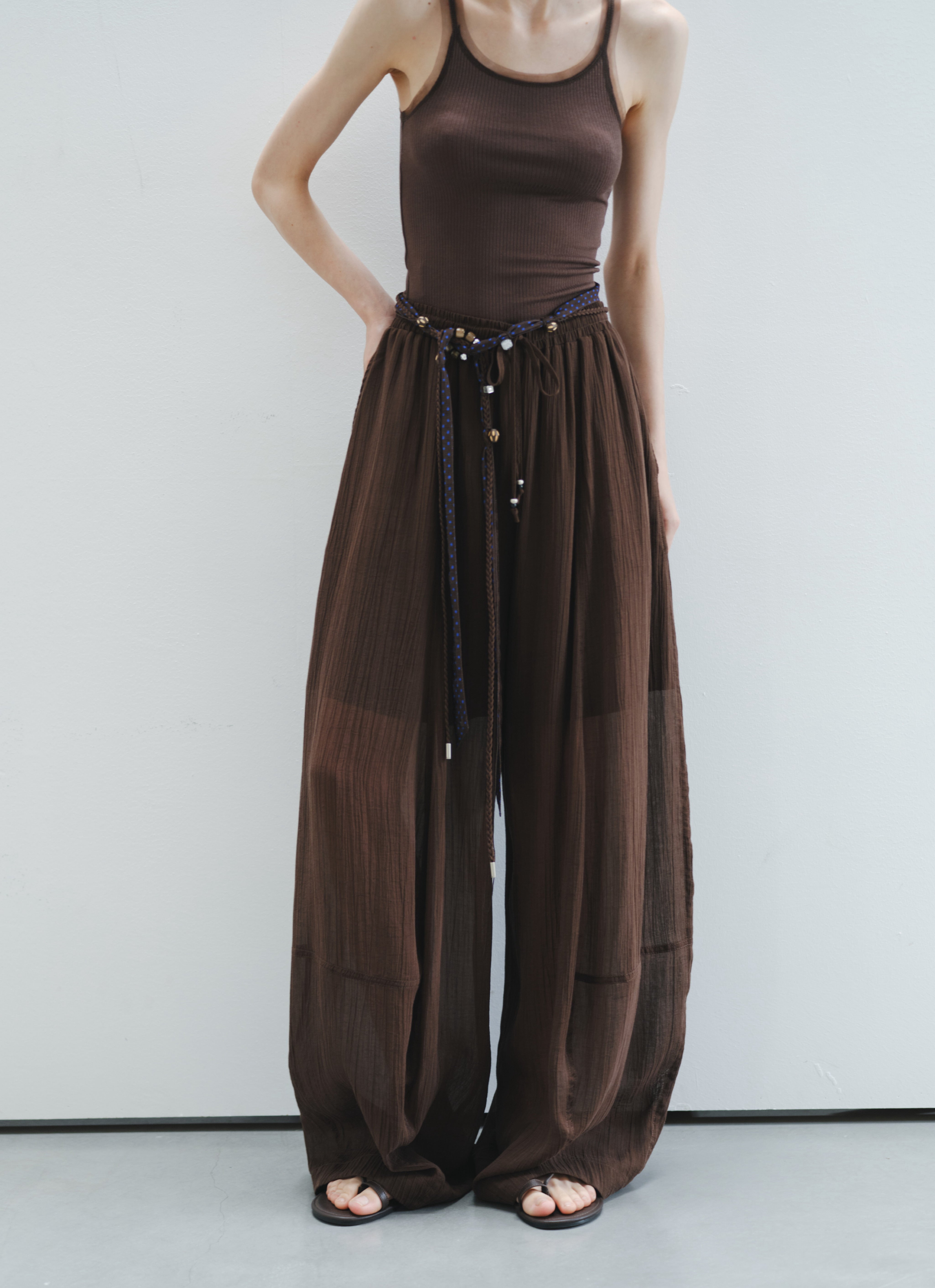 LAYERED SHEER DRAPE PANTS / レイヤードシアードレープパンツ