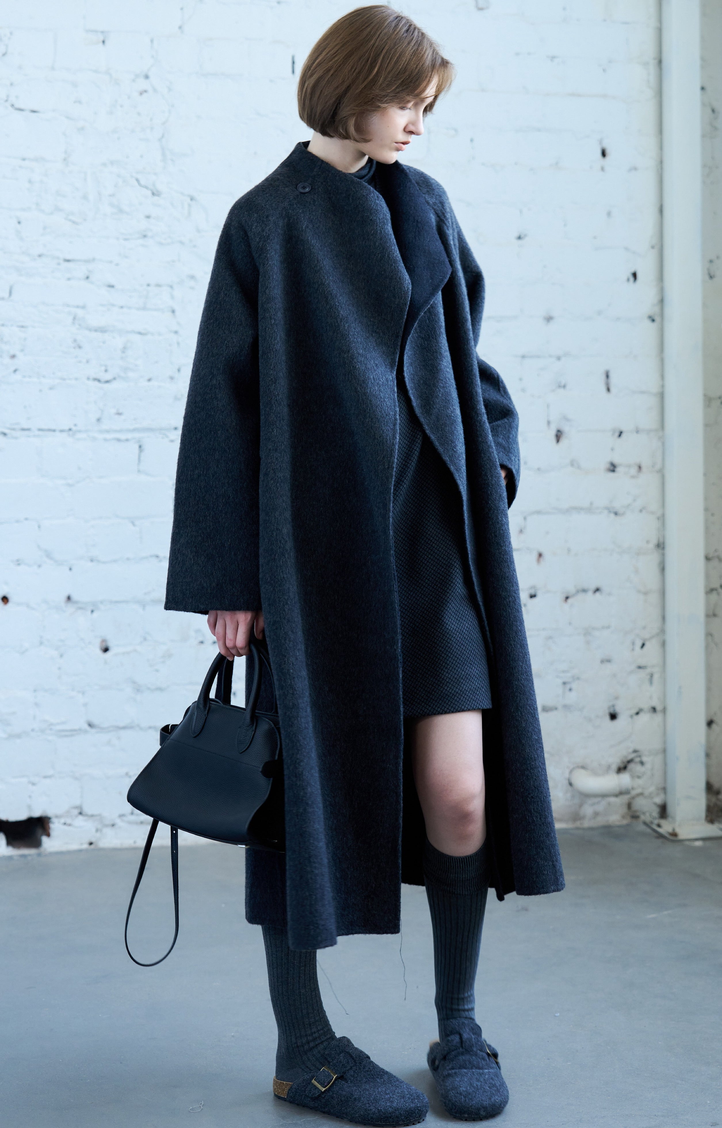 WRAP LAPEL WOOL COAT / ラップラペルウールコート