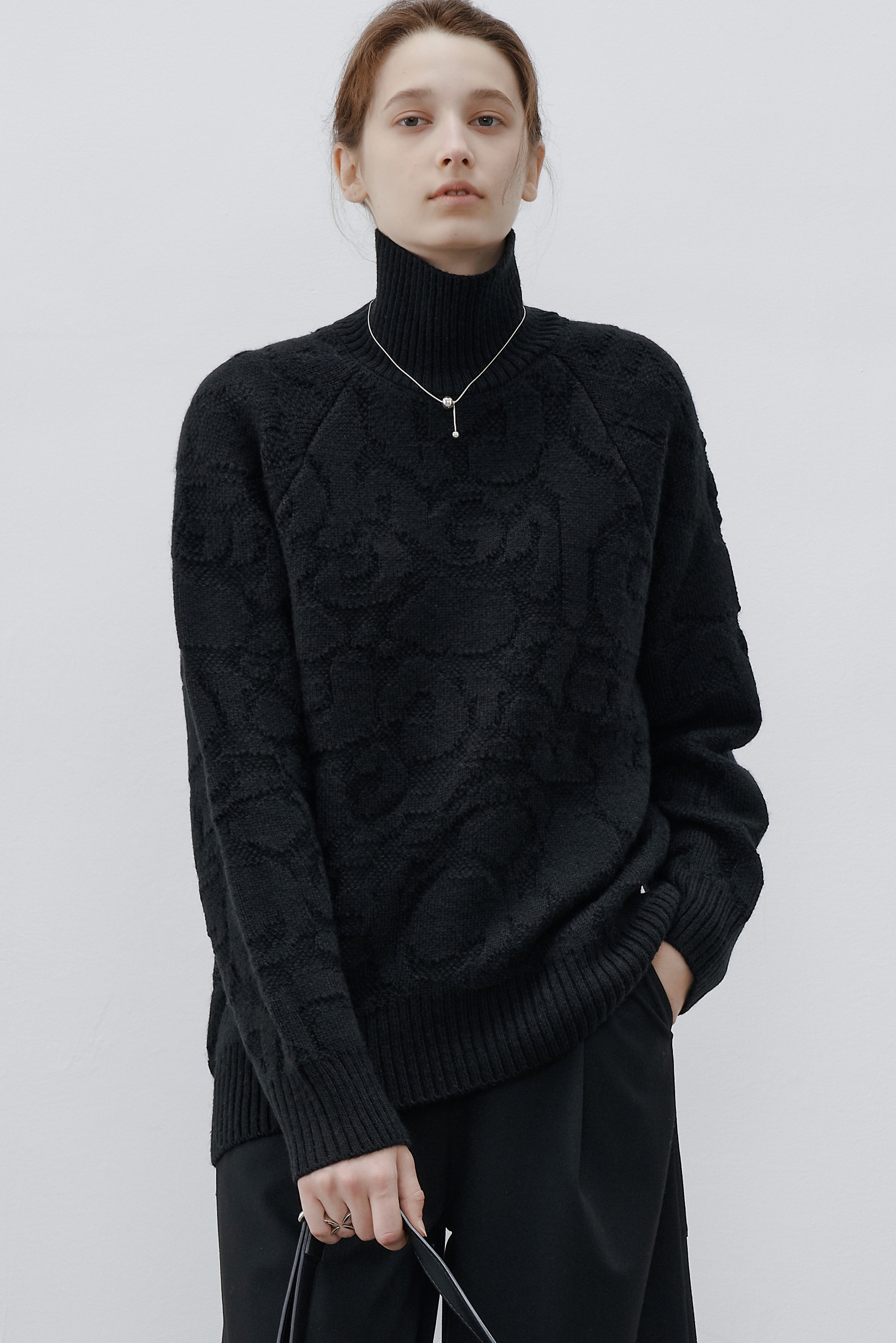 HIGH NECK SWIRL JACQUARD KNIT / ハイネックスワールジャガードニット