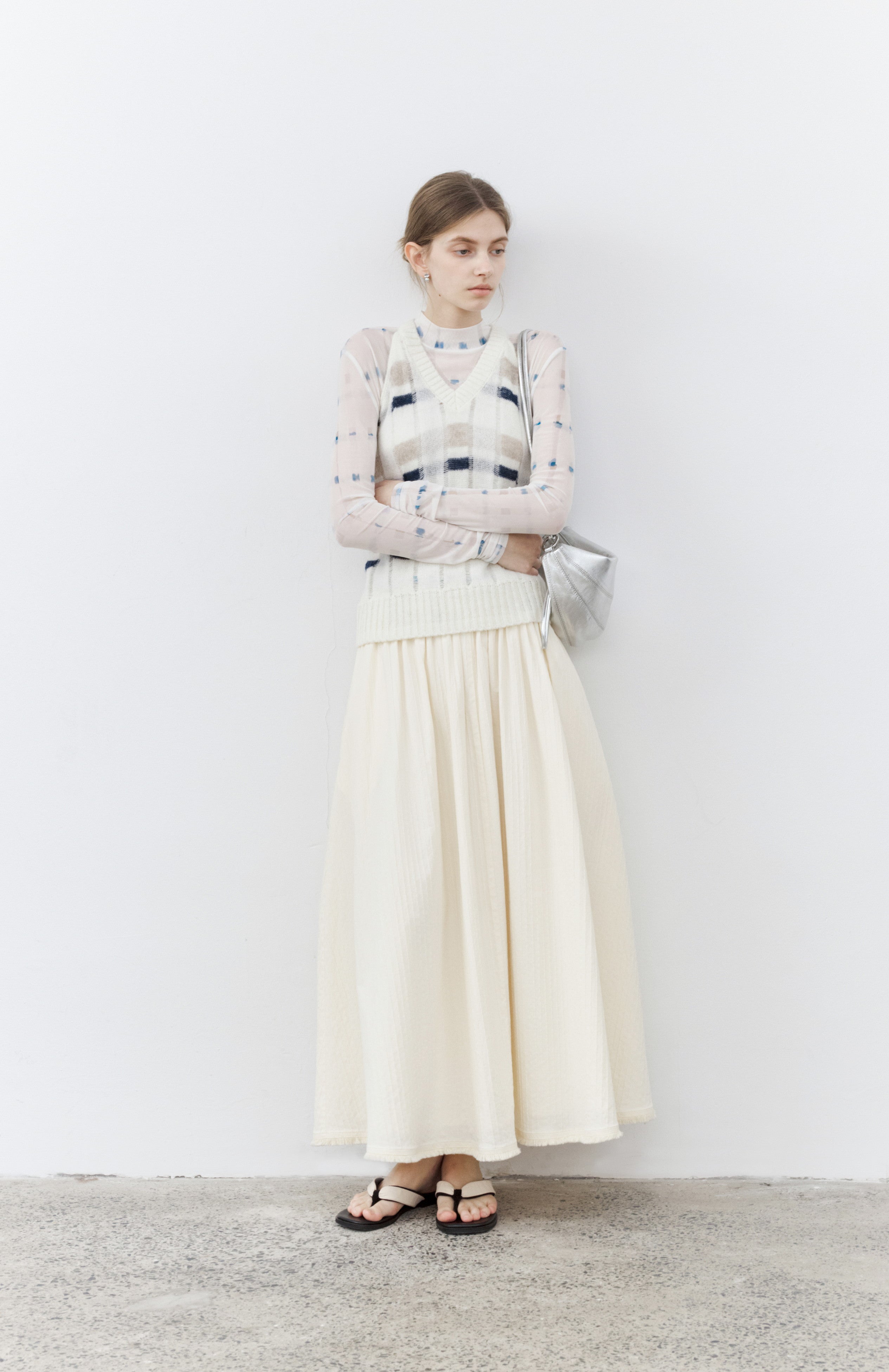 WATER PLAID SHEER TOP / ウォーターチェックシアートップ