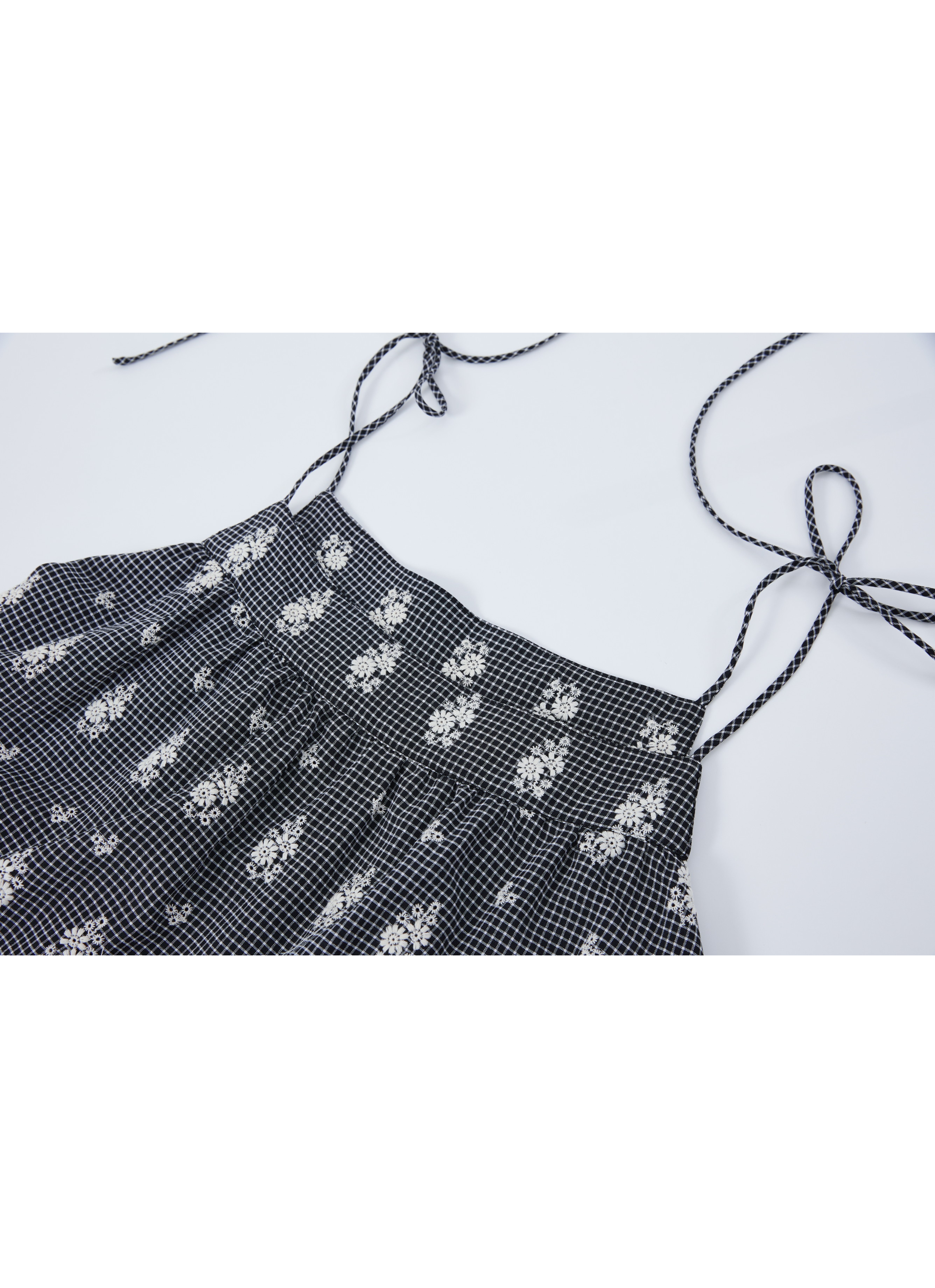 FLOWER STITCH CHECK DRESS