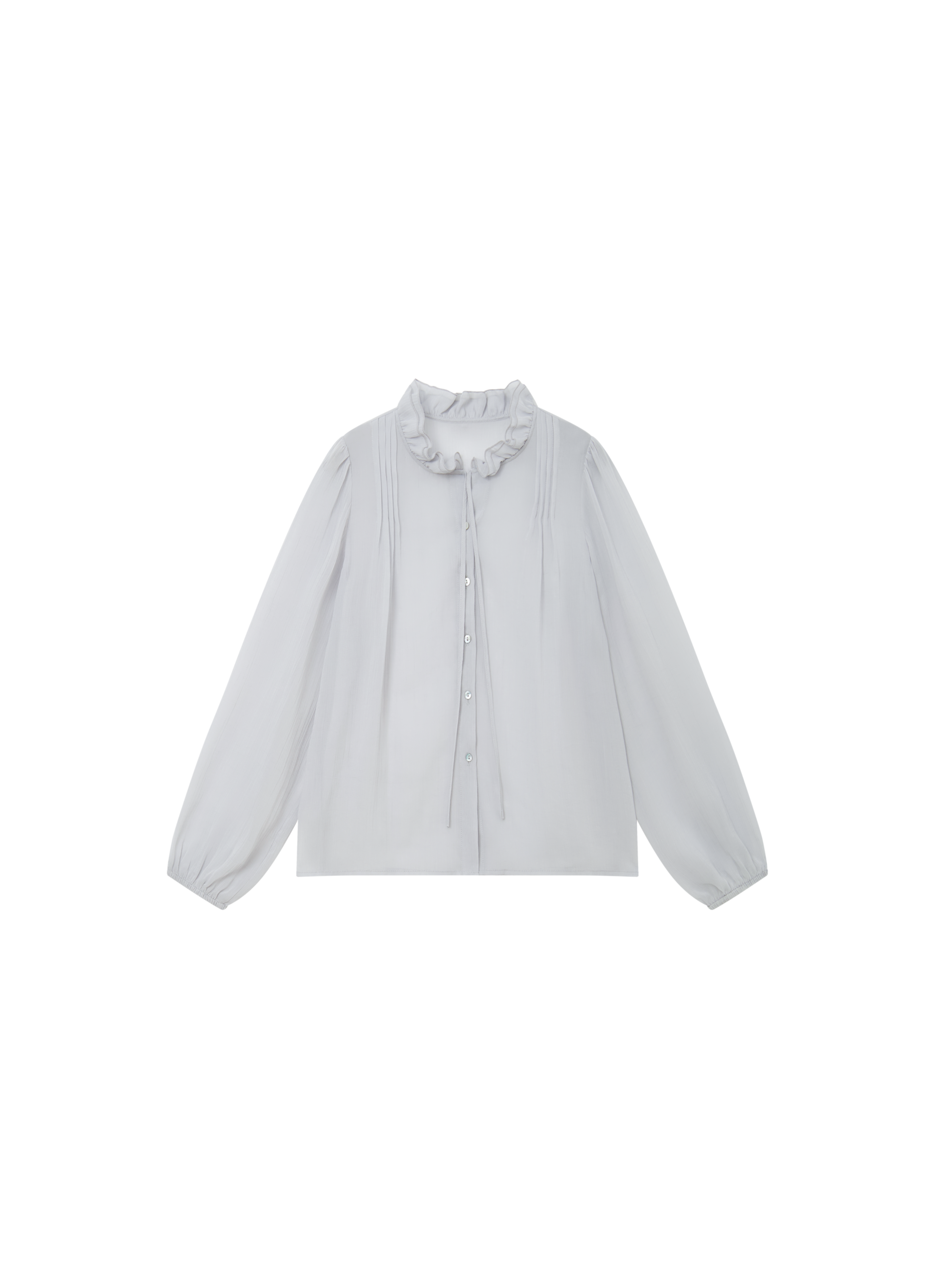 SHEER FRILL DRAPE BLOUSE / 시어프릴드 레이프 블라우스