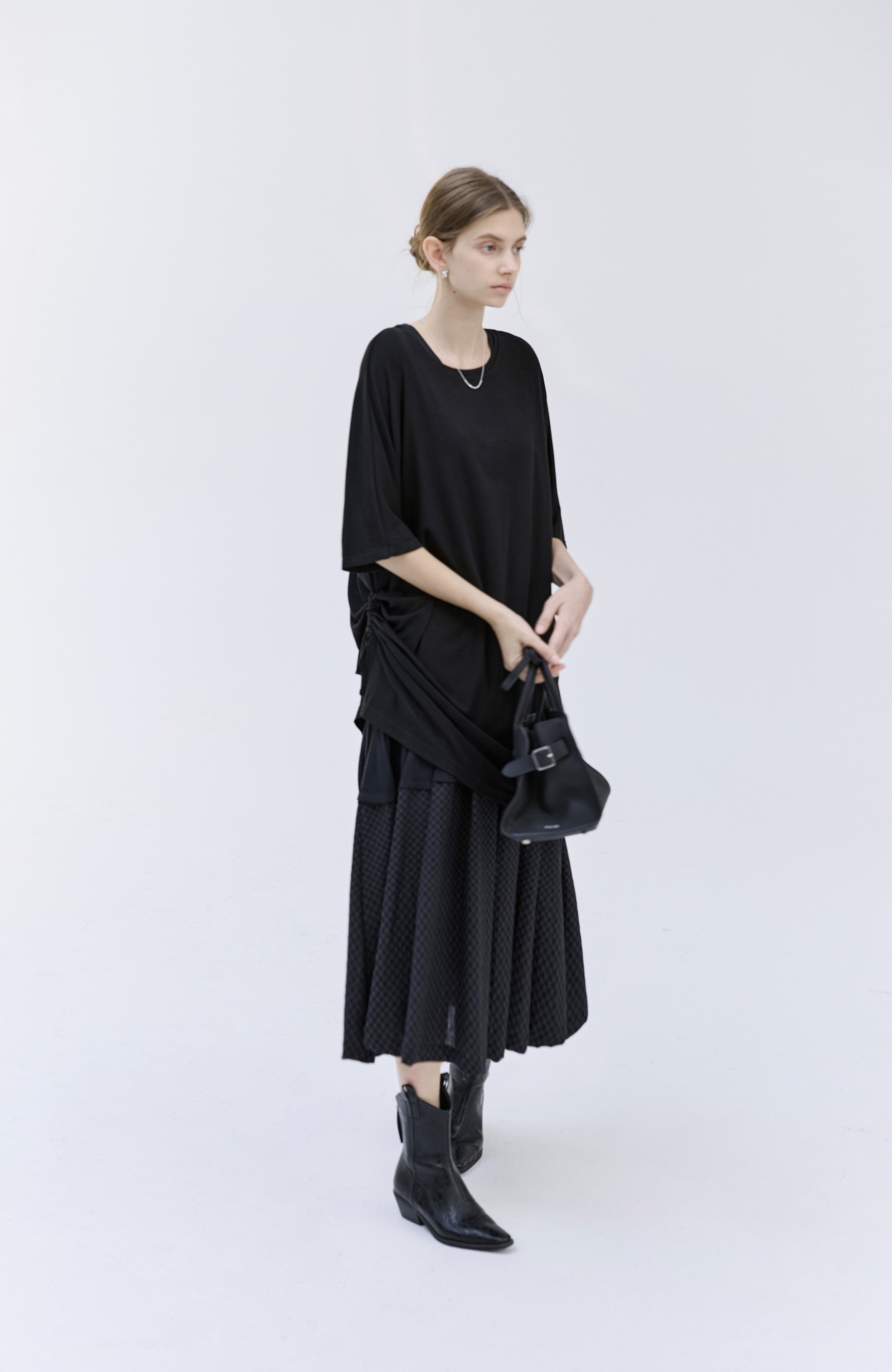 DRAWSTRING DRAPE T-SHIRT / ドローストリングドレープTシャツ