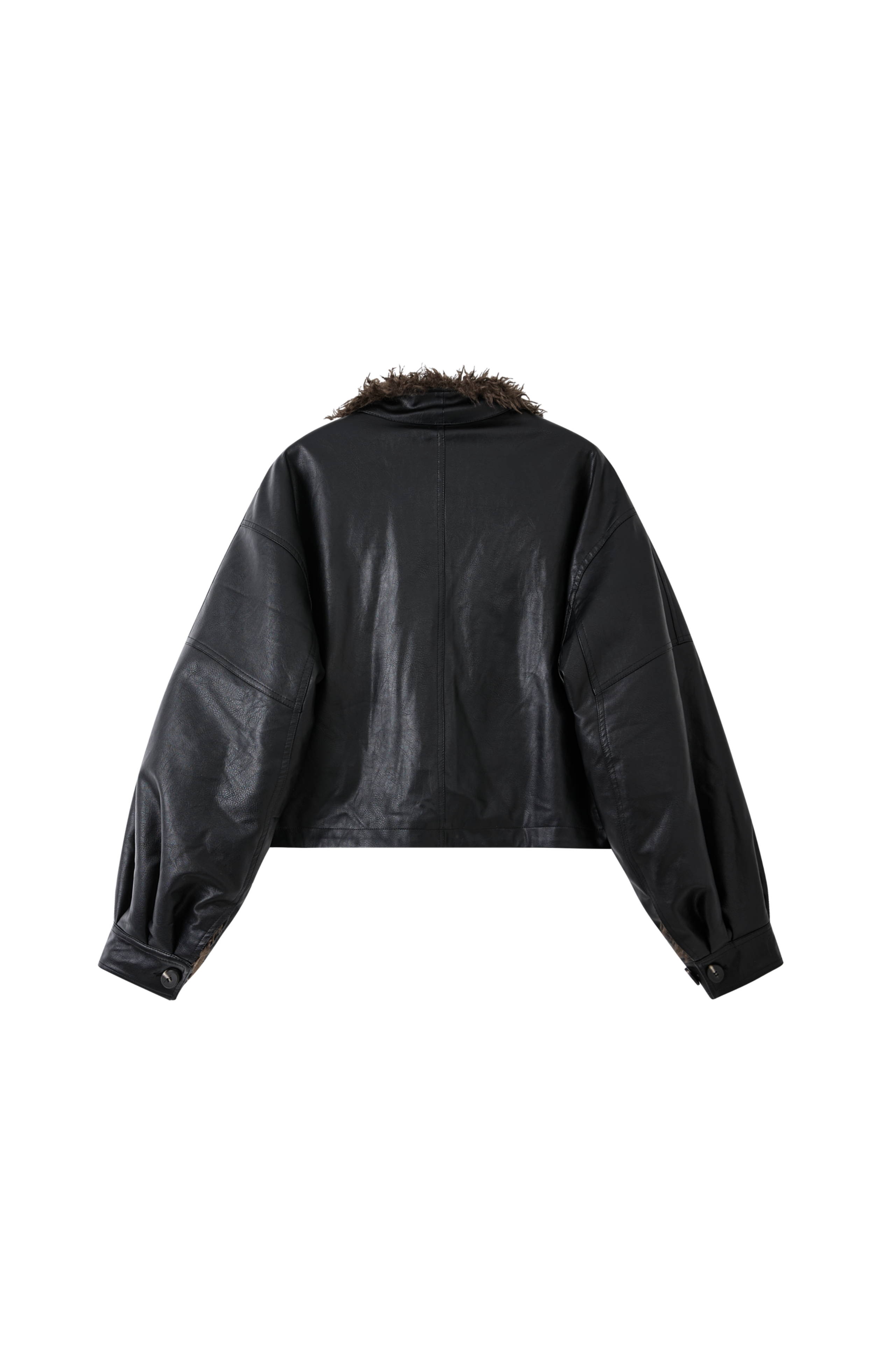 FUR LAPEL LEATHER JACKET