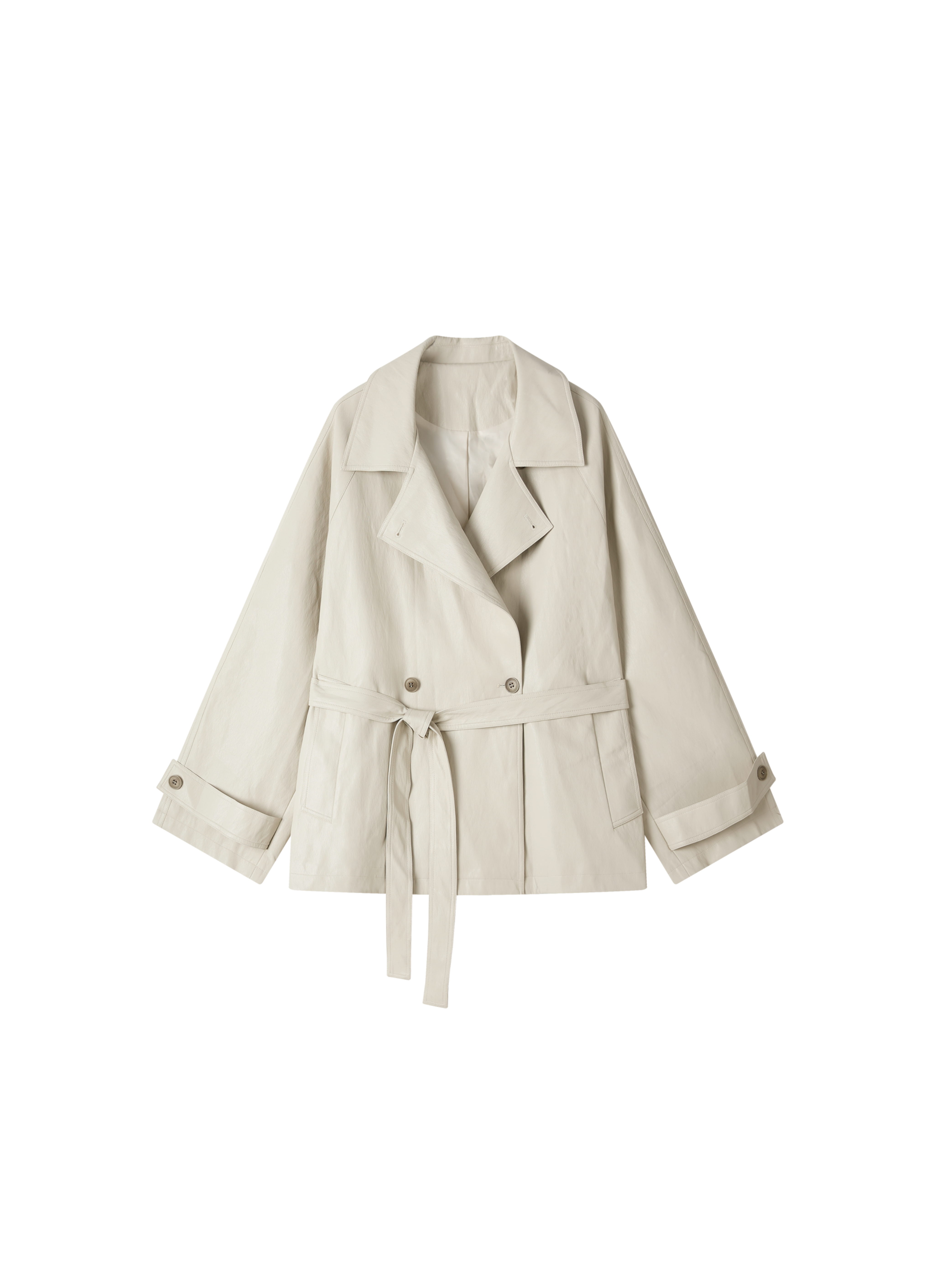 LEATHER TEXTURE MIDI TRENCH