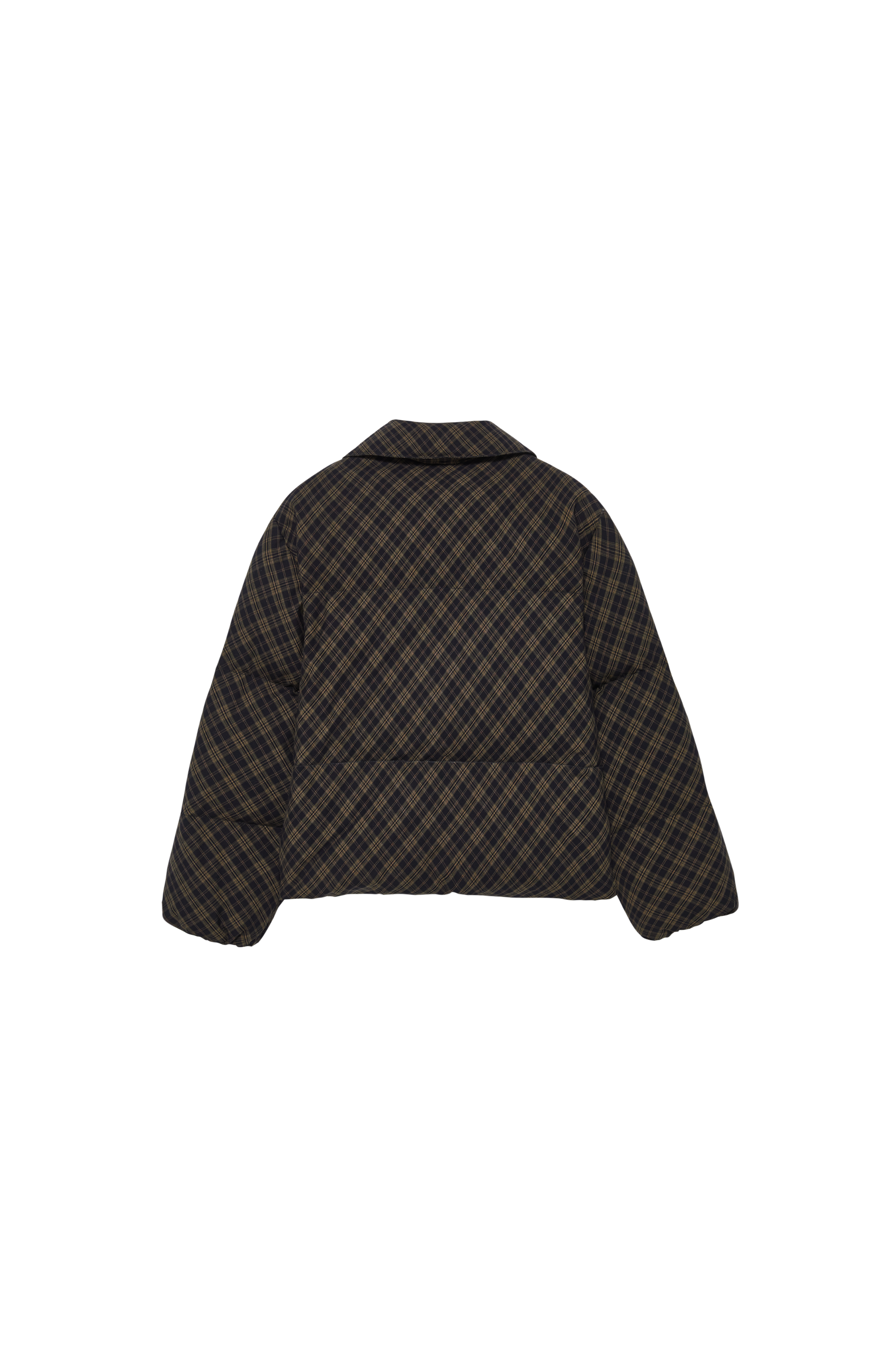 DARK PLAID LAPEL DOWN