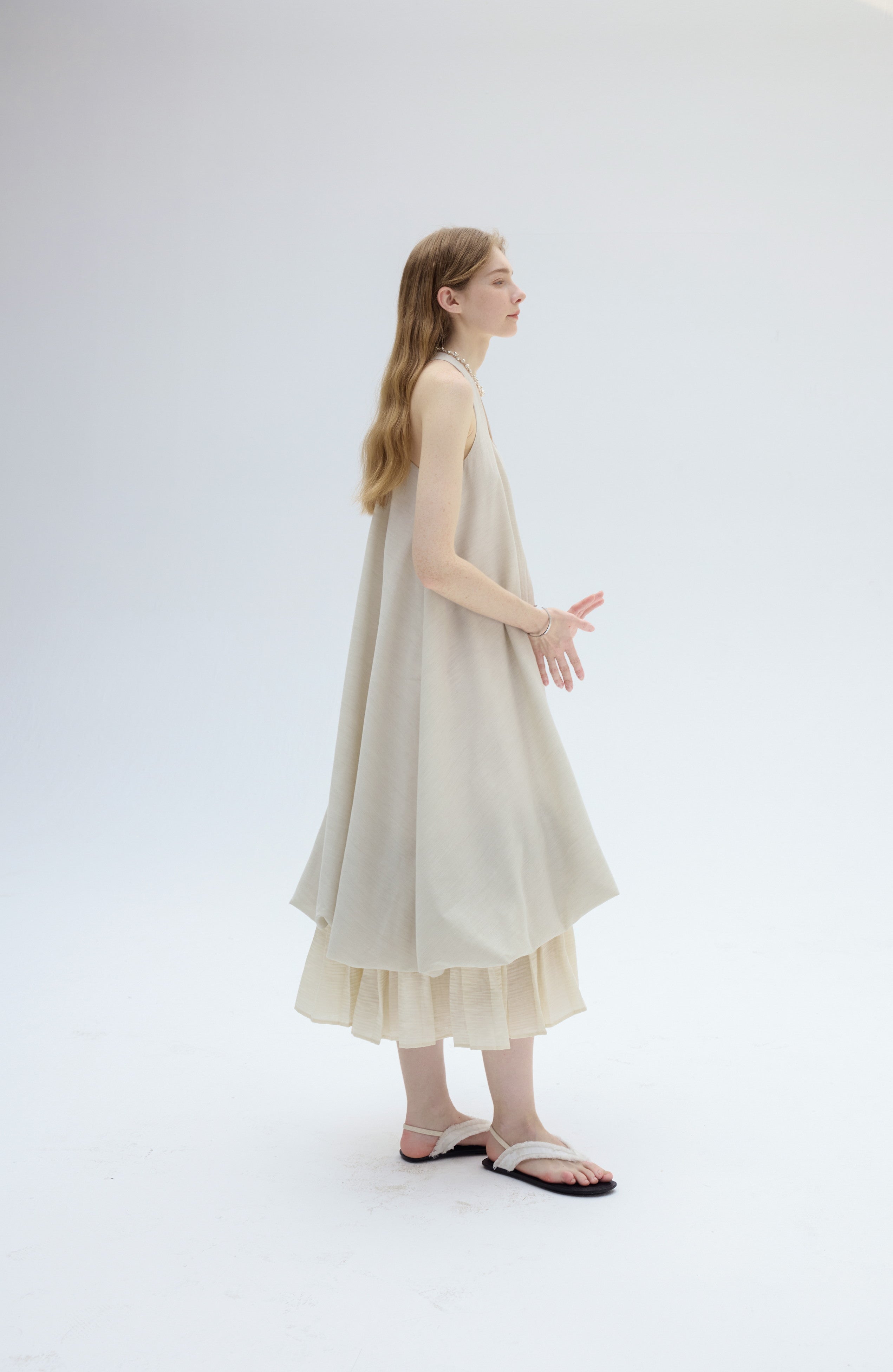 PLEATED LAYERED BALLOON DRESS