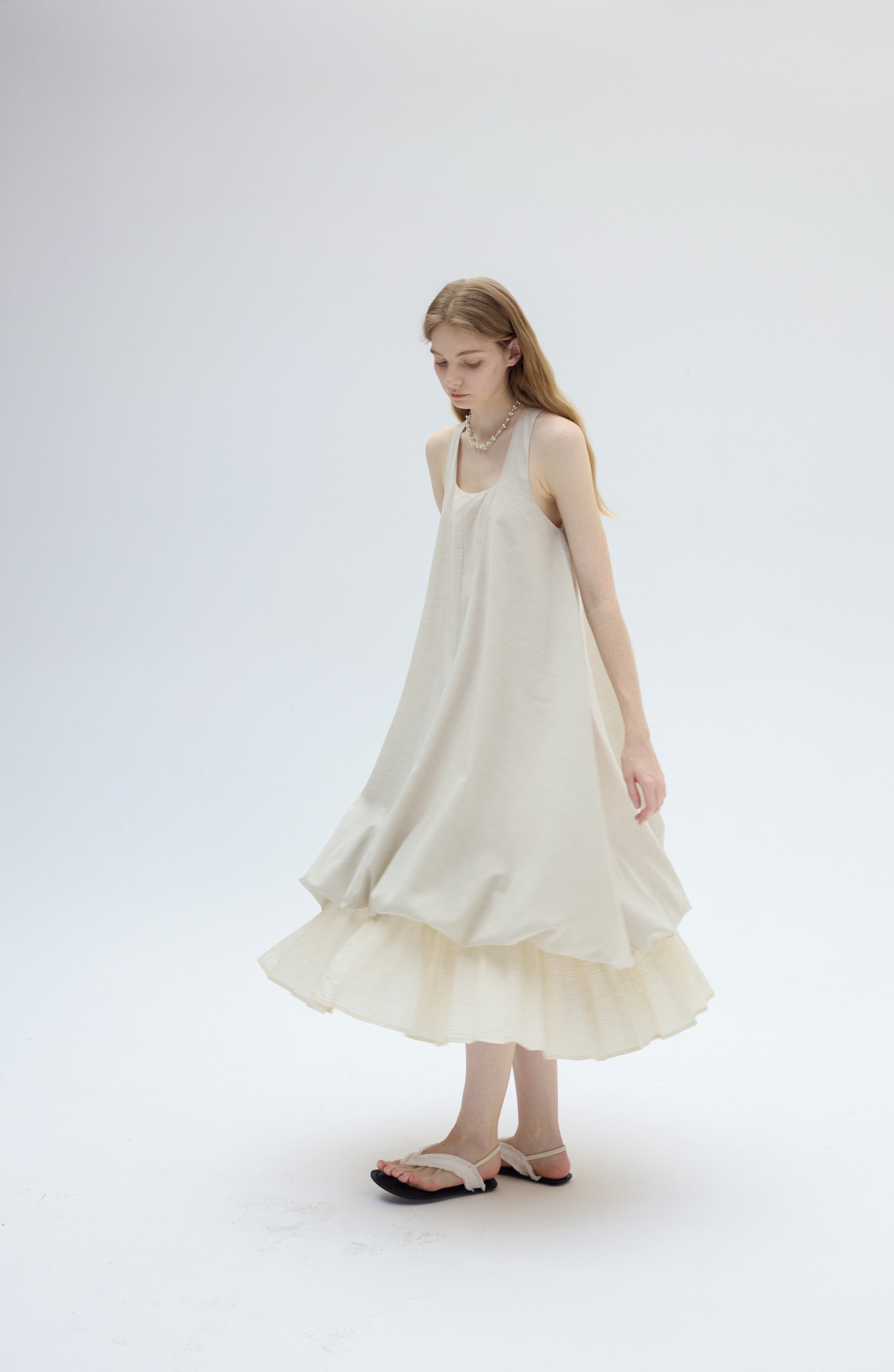PLEATED LAYERED BALLOON DRESS