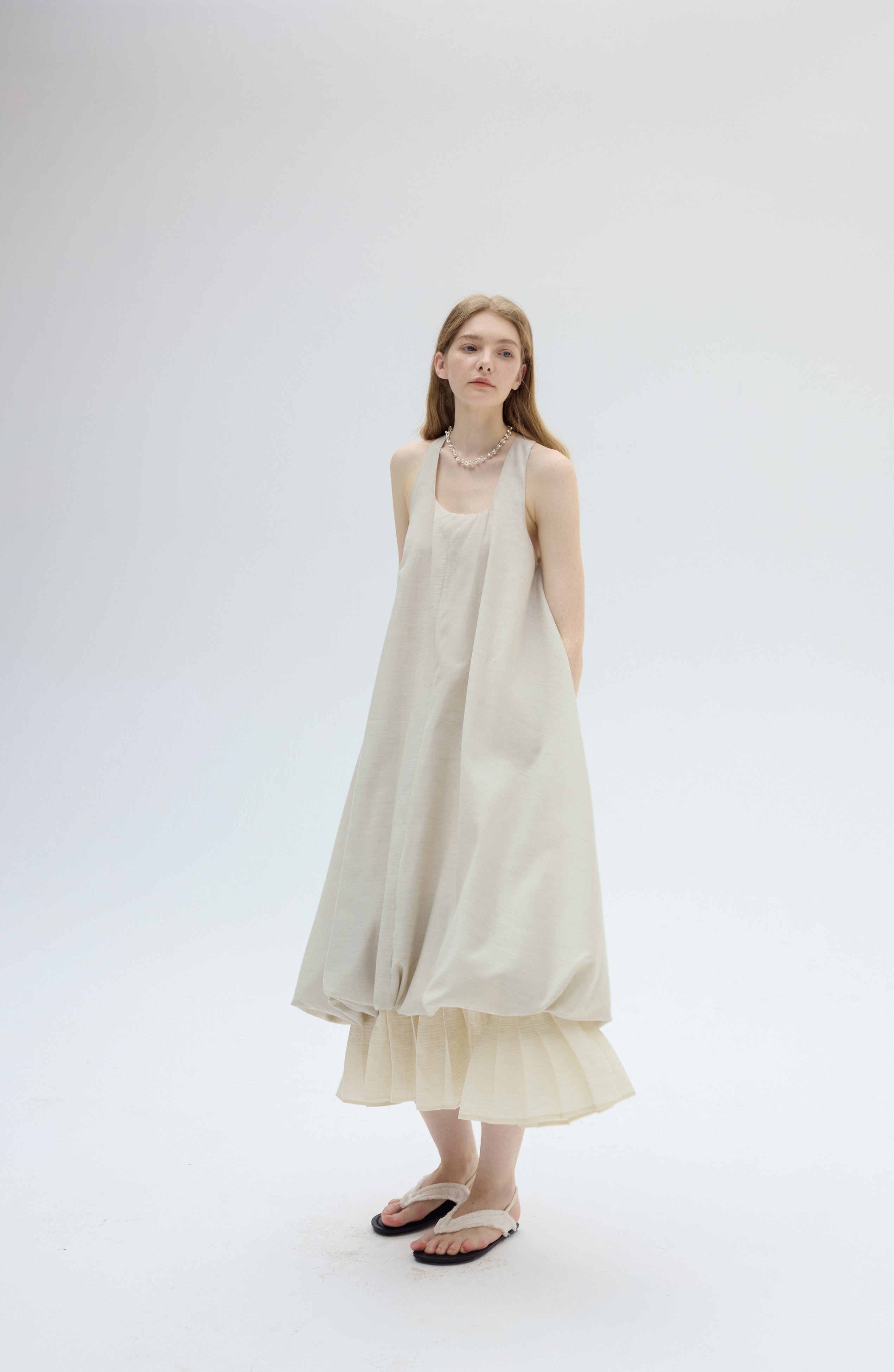 PLEATED LAYERED BALLOON DRESS