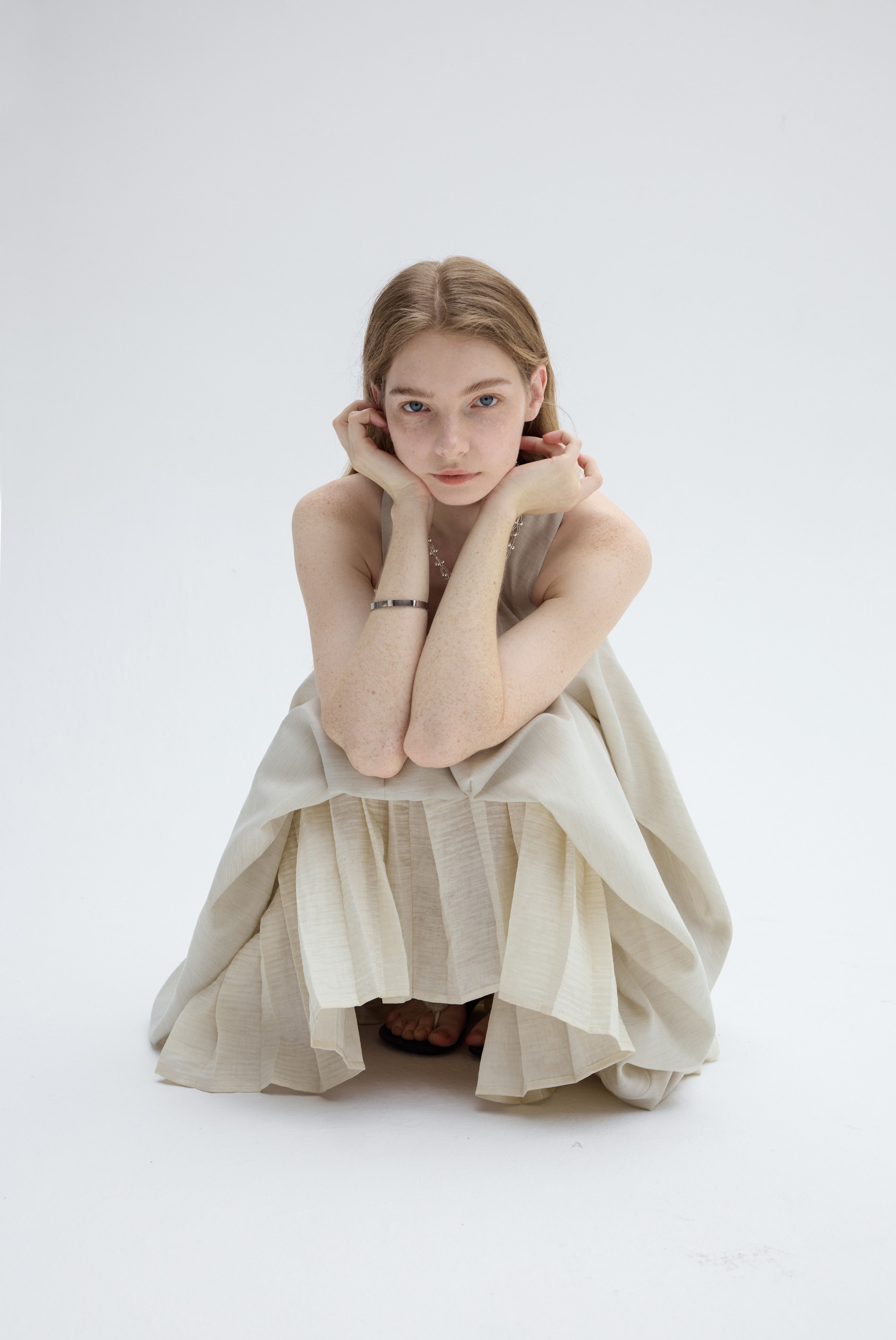 PLEATED LAYERED BALLOON DRESS
