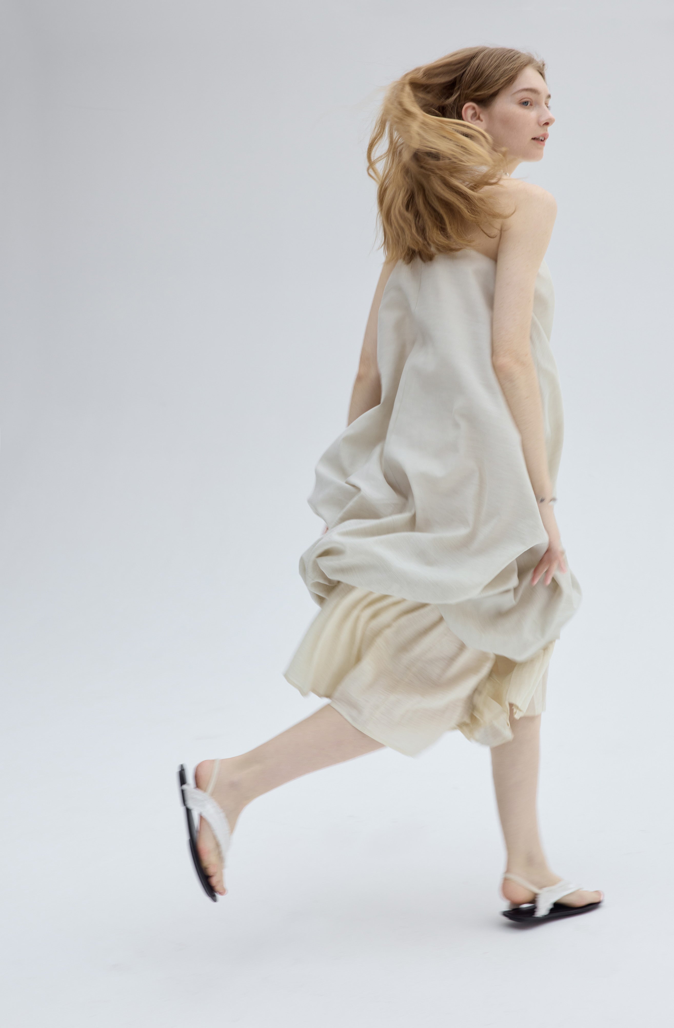 PLEATED LAYERED BALLOON DRESS
