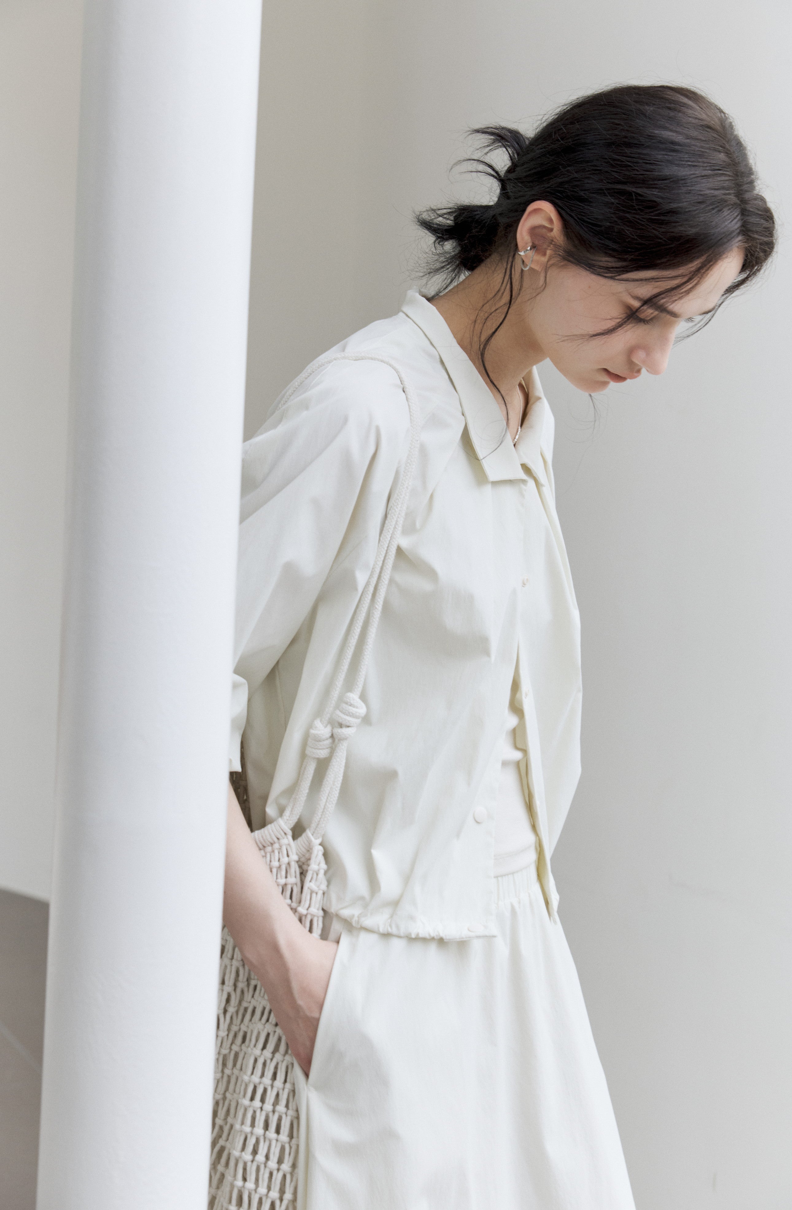 UV CUT NECK PLEATED DRAPE BLOUSON / UVカットネックプリーツドレープブルゾン
