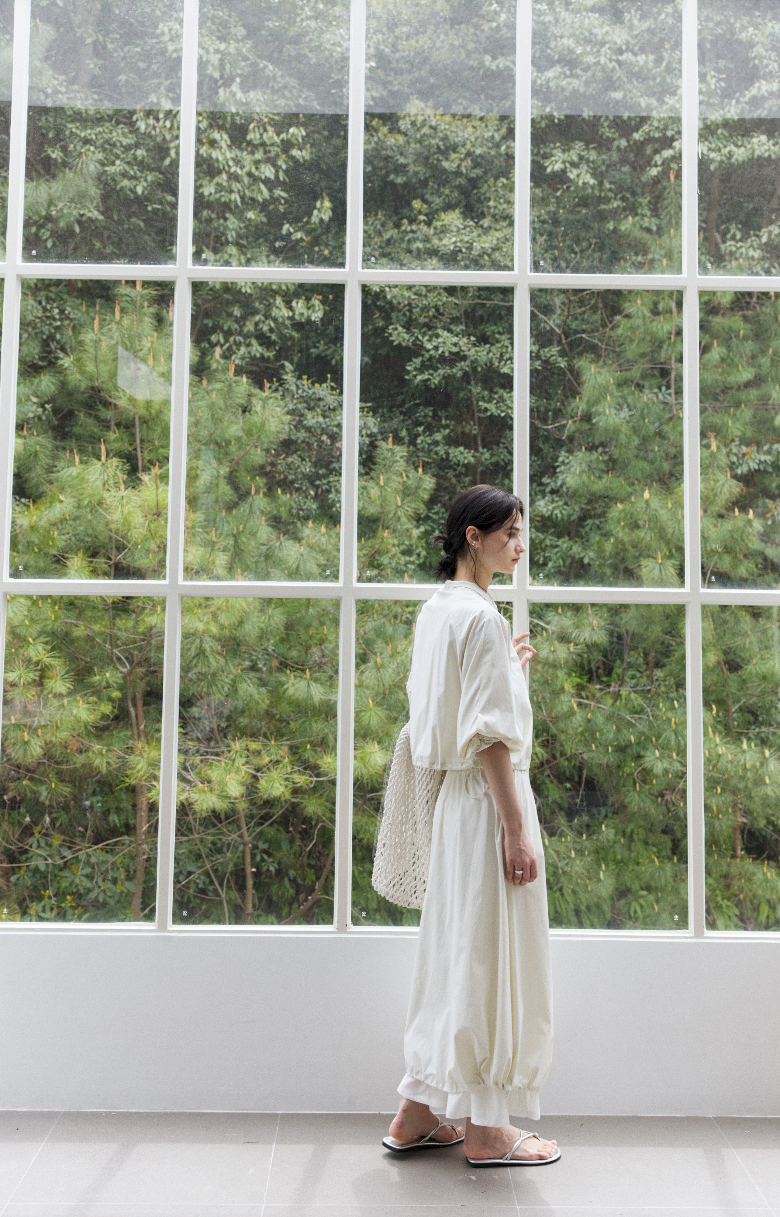 UV CUT NECK PLEATED DRAPE BLOUSON / UVカットネックプリーツドレープブルゾン