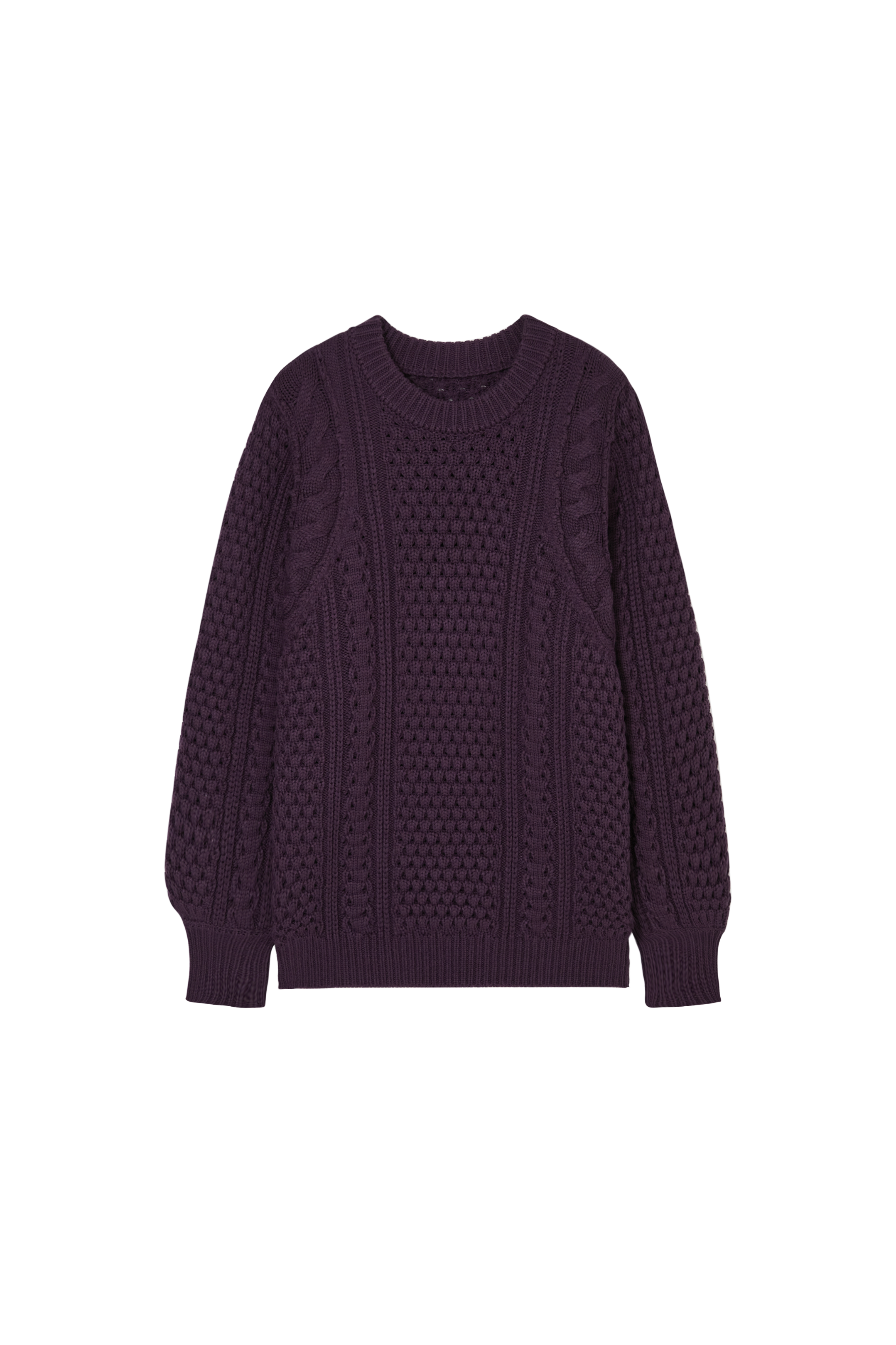 CONTRAST CABLE MIX WOOL KNIT