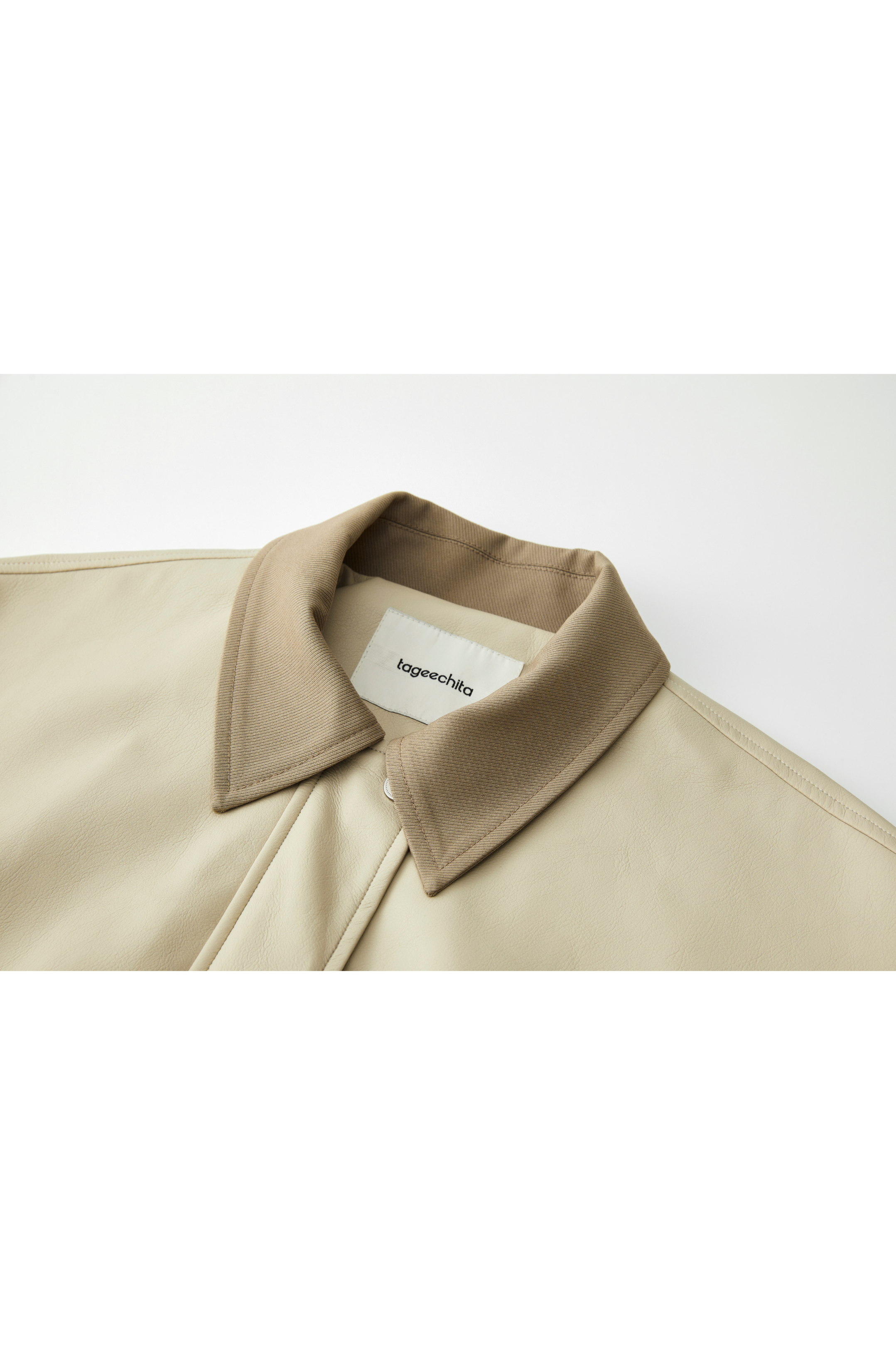 BICOLOR LEATHER BALLOON JACKET
