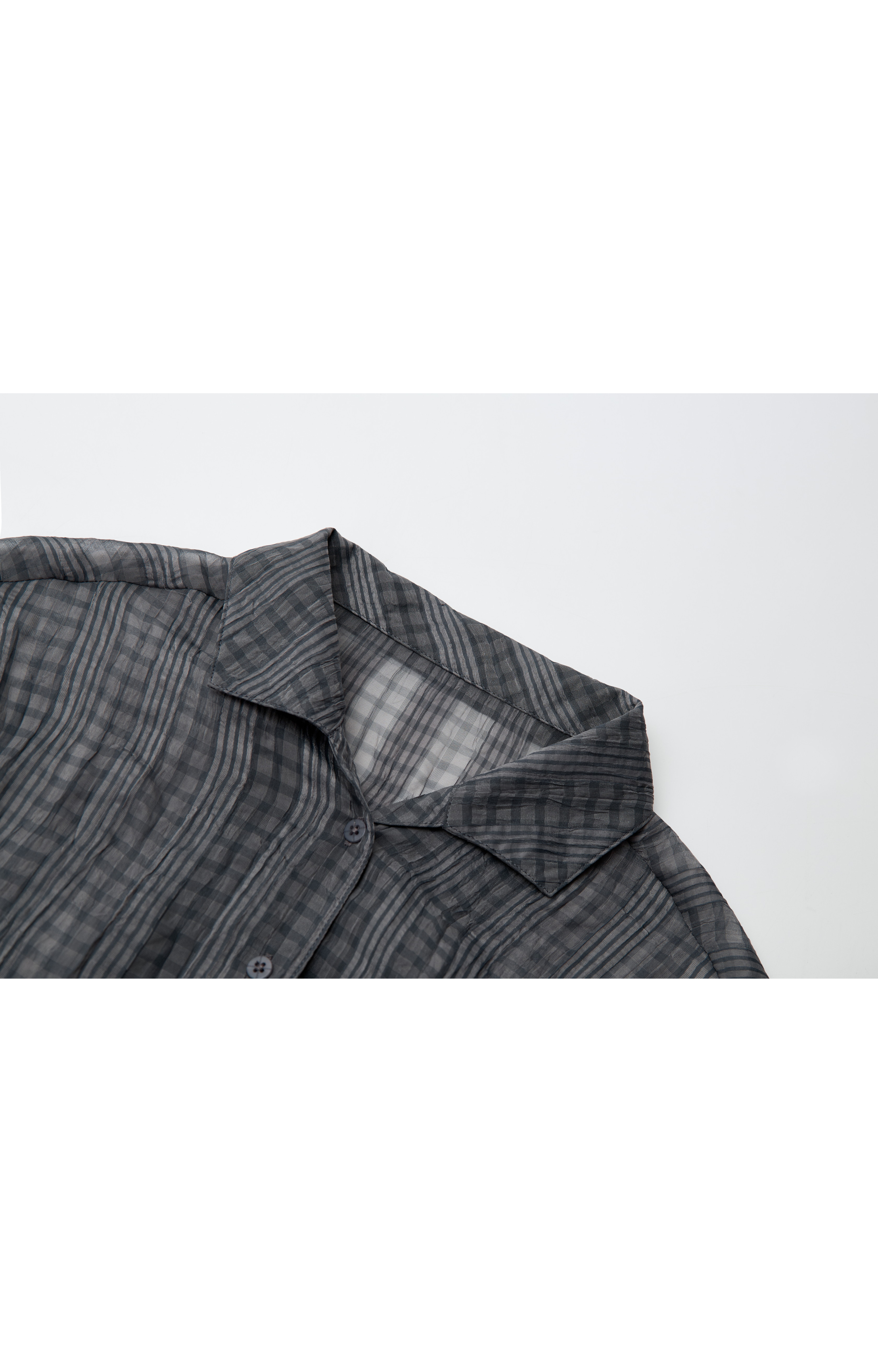 WRINKLED PLAID SHEER SHIRT