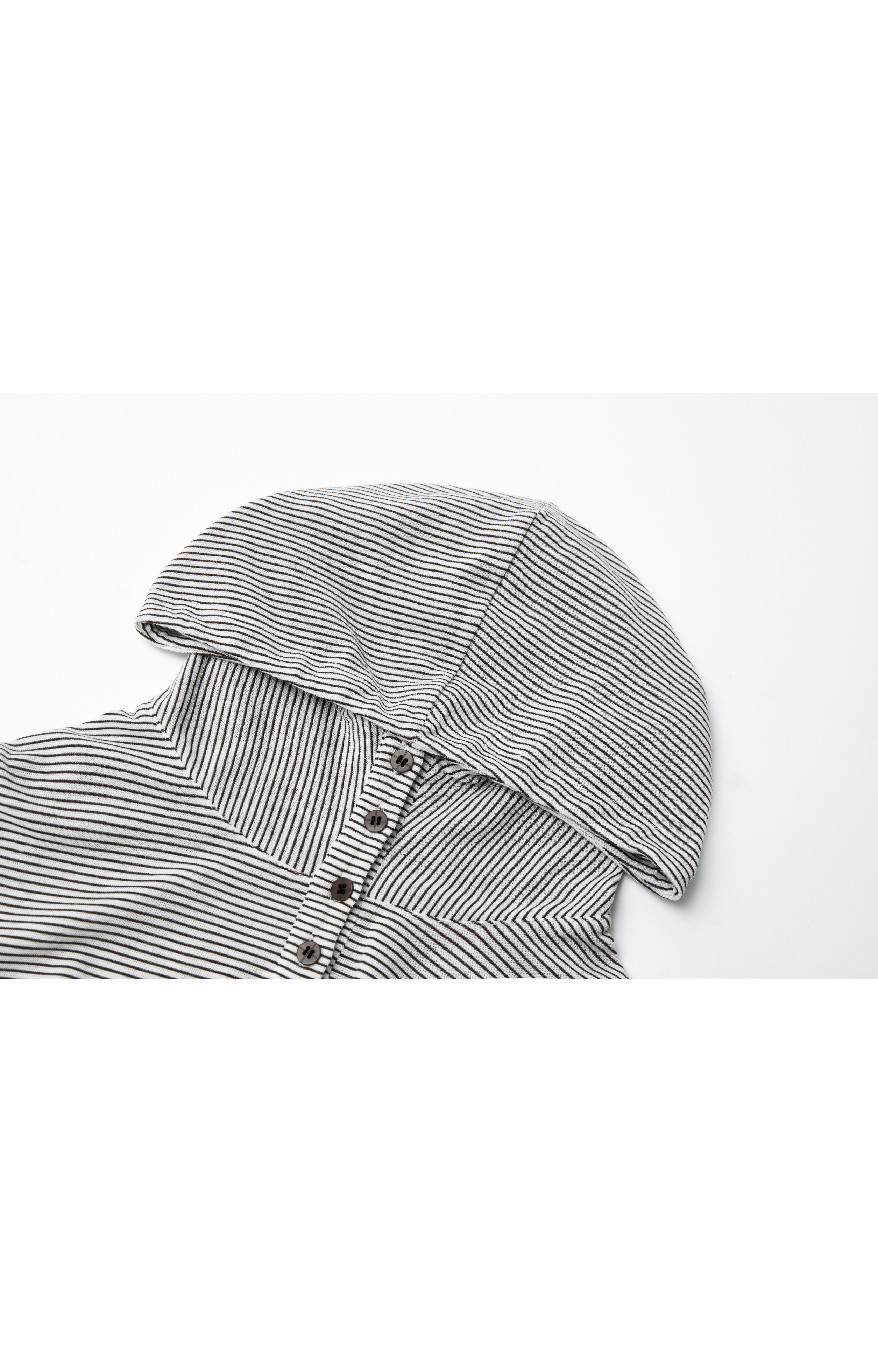HOODED STRIPE FIT LONG T-SHIRT / フードストライプフィットロングTシャツ