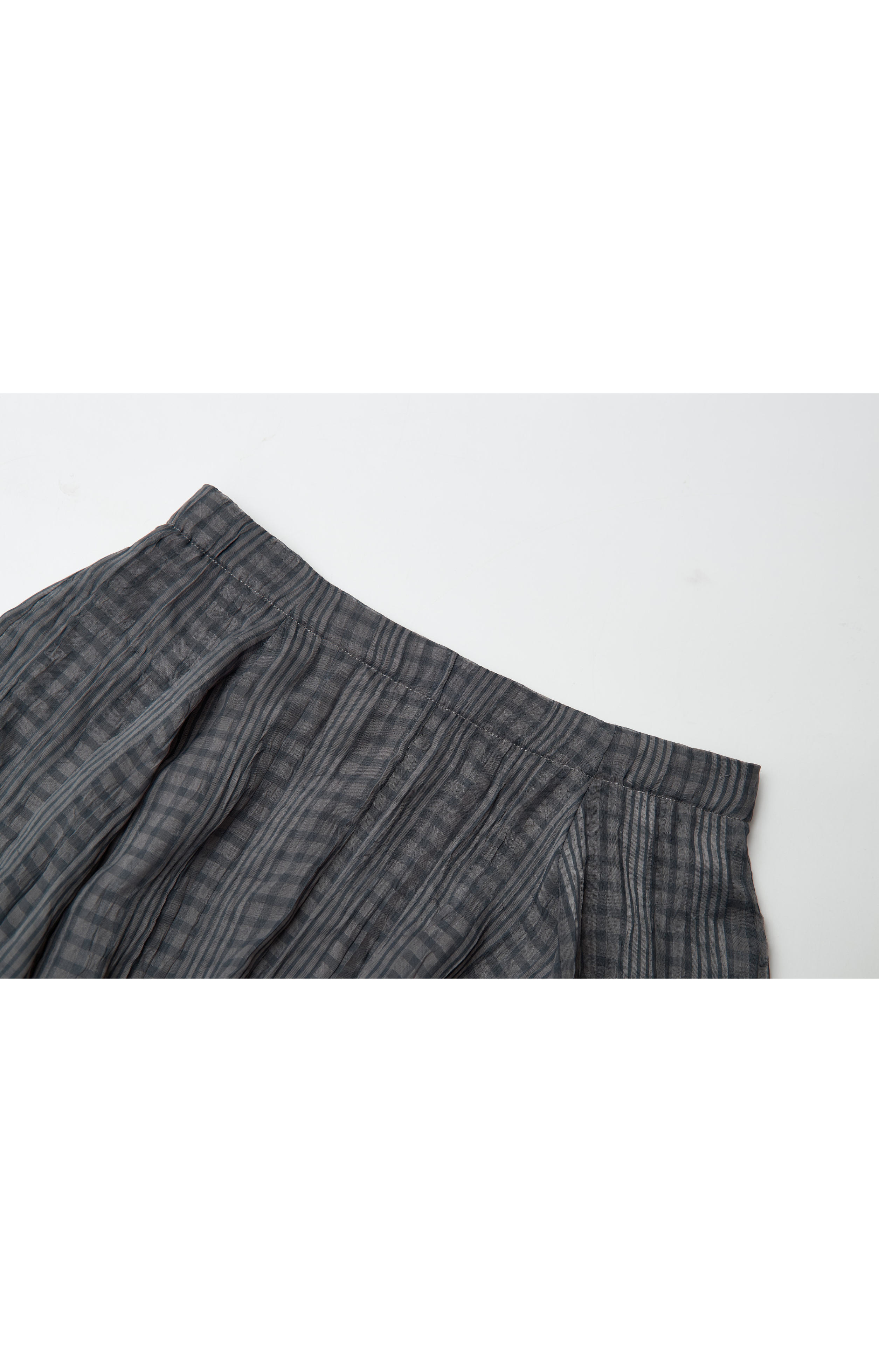 WRINKLED PLAID ASYM SKIRT / 링클 체크 아심 스커트