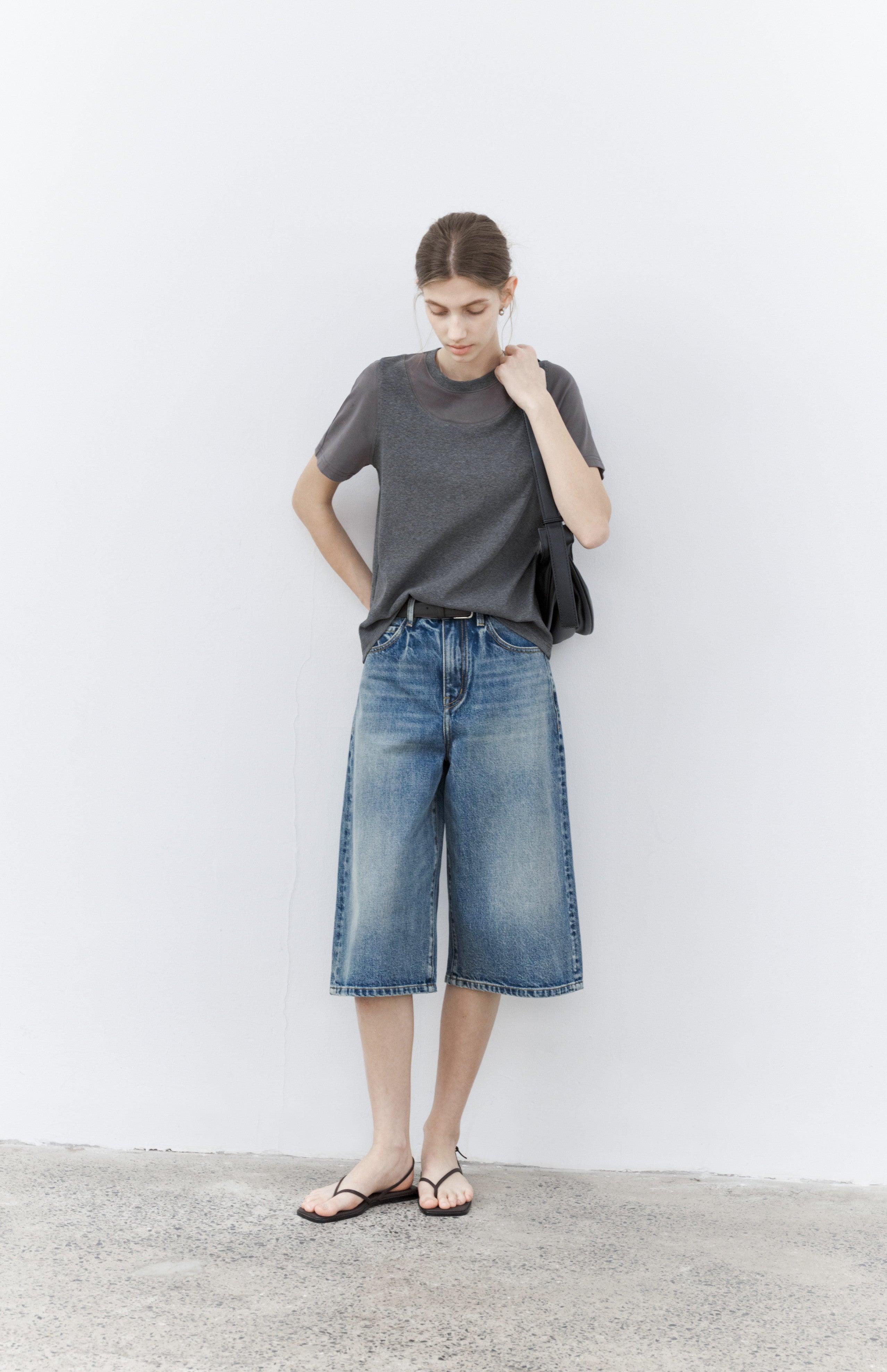 WIDE DENIM HALF PANTS / ワイドデニムハーフパンツ