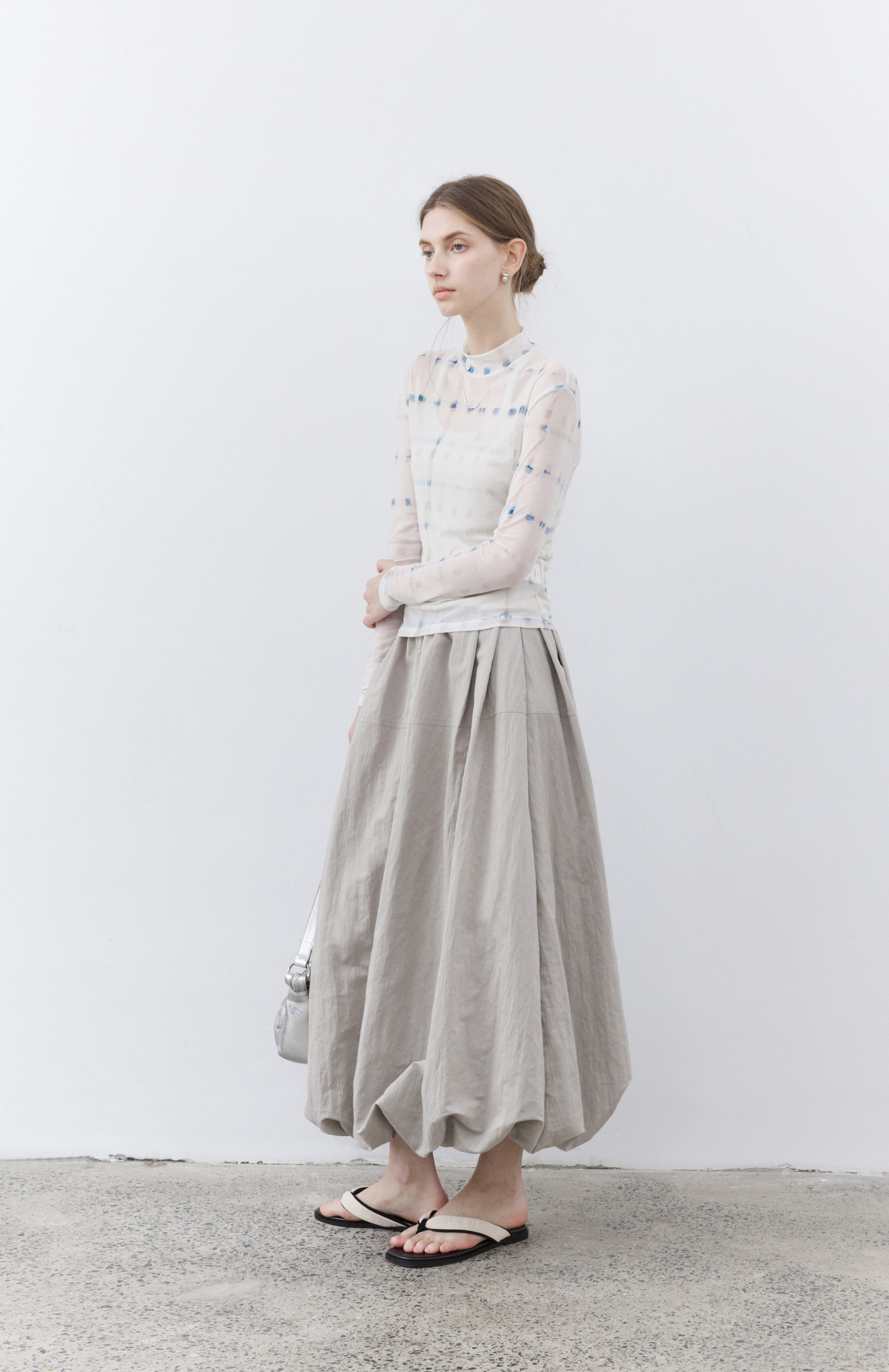 WATER PLAID SHEER TOP / ウォーターチェックシアートップ