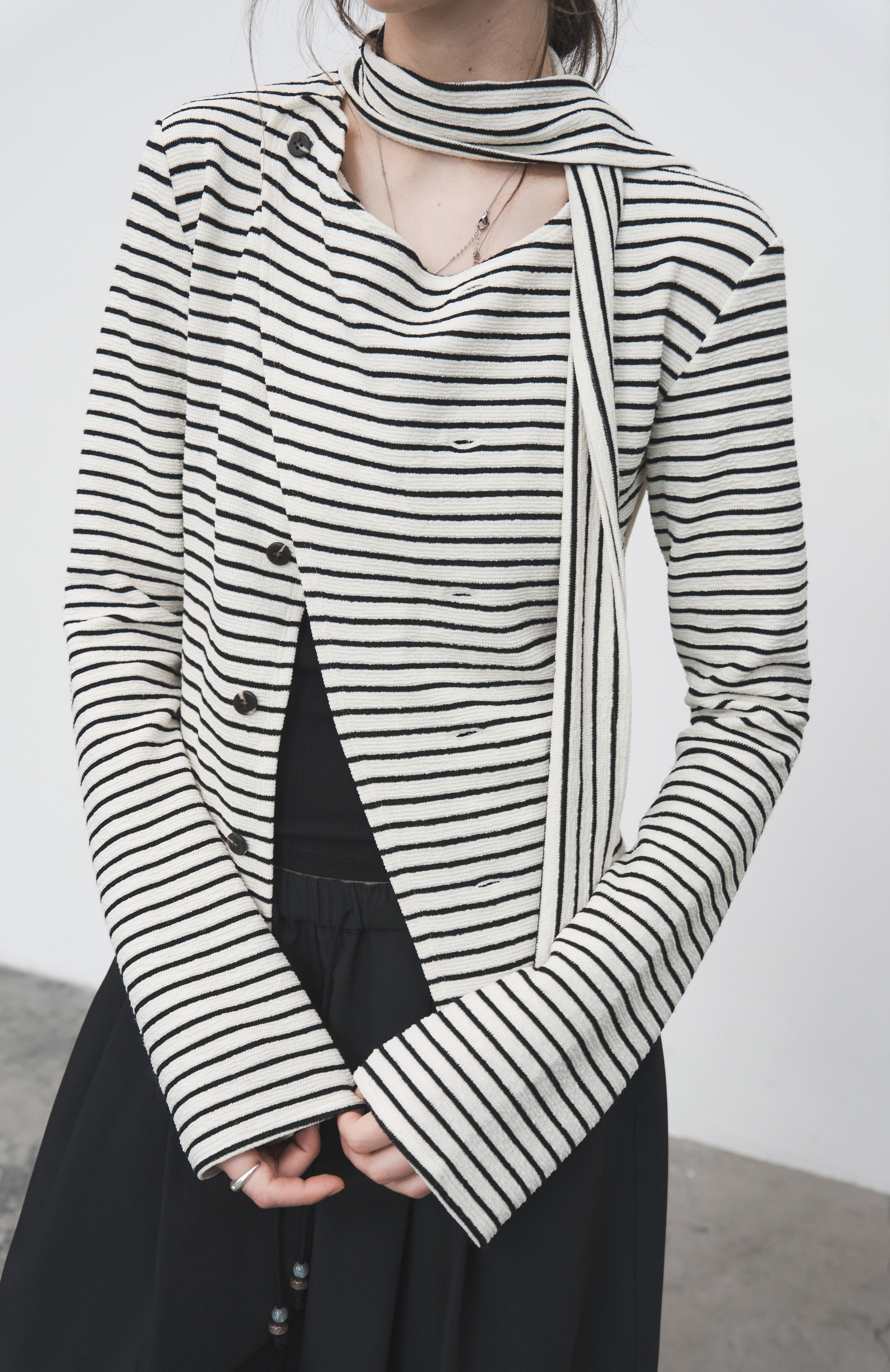FLARE CROSS STRIPED SHIRT