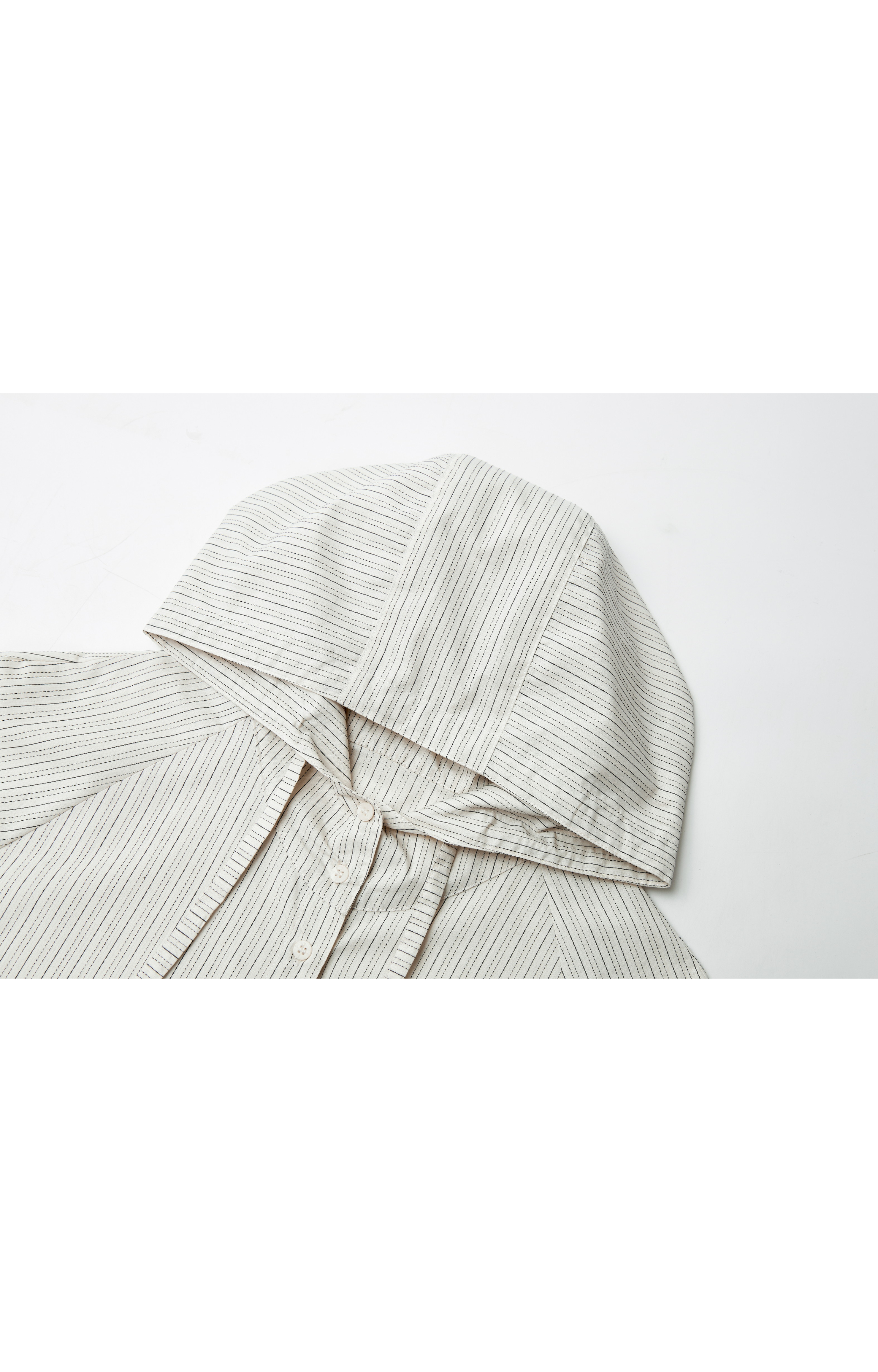 HOODED STRIPE OVERSHIRT / フードストライプオーバーシャツ
