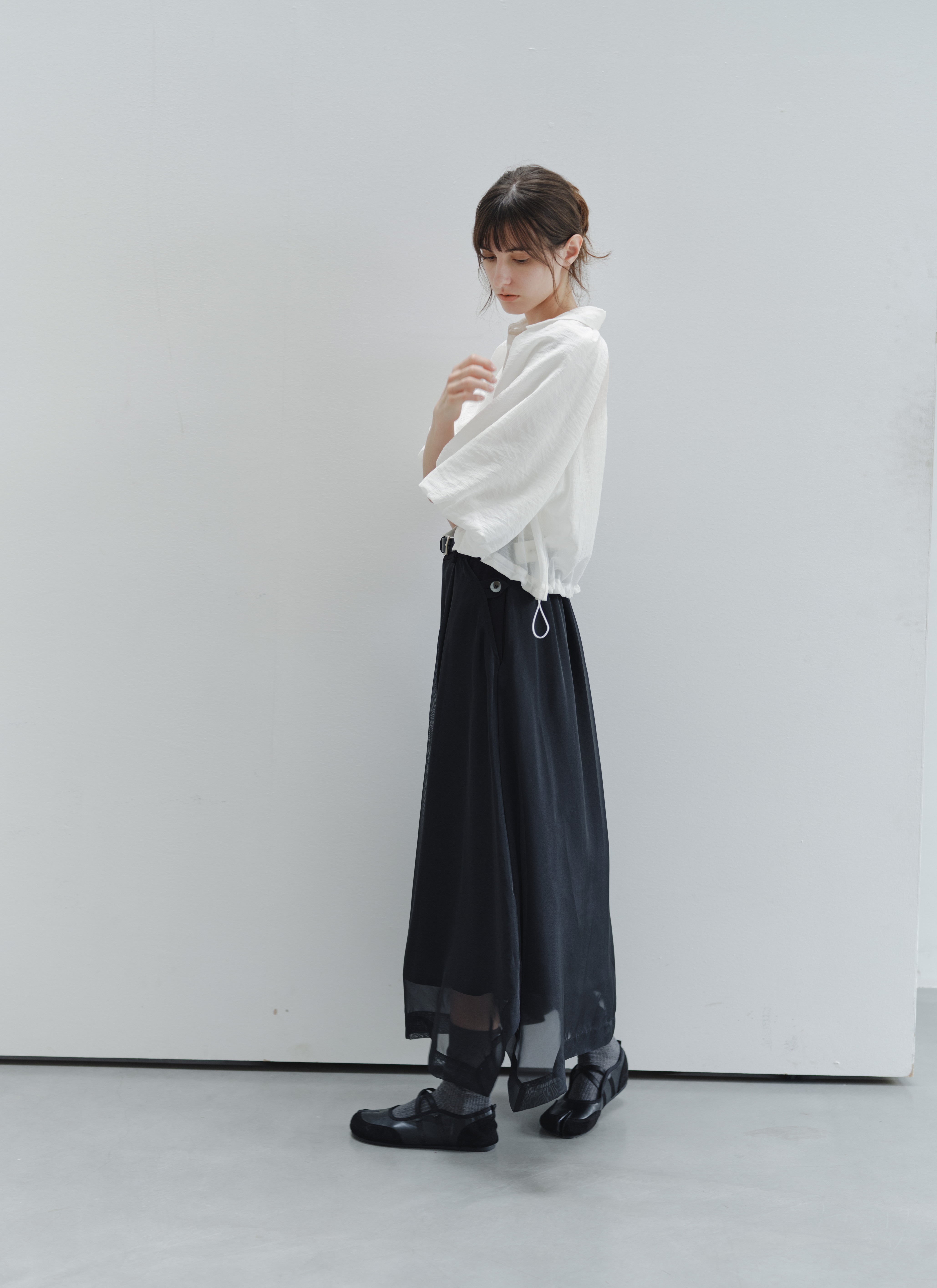 BALLOON SLEEVE DRAPE SHIRT
