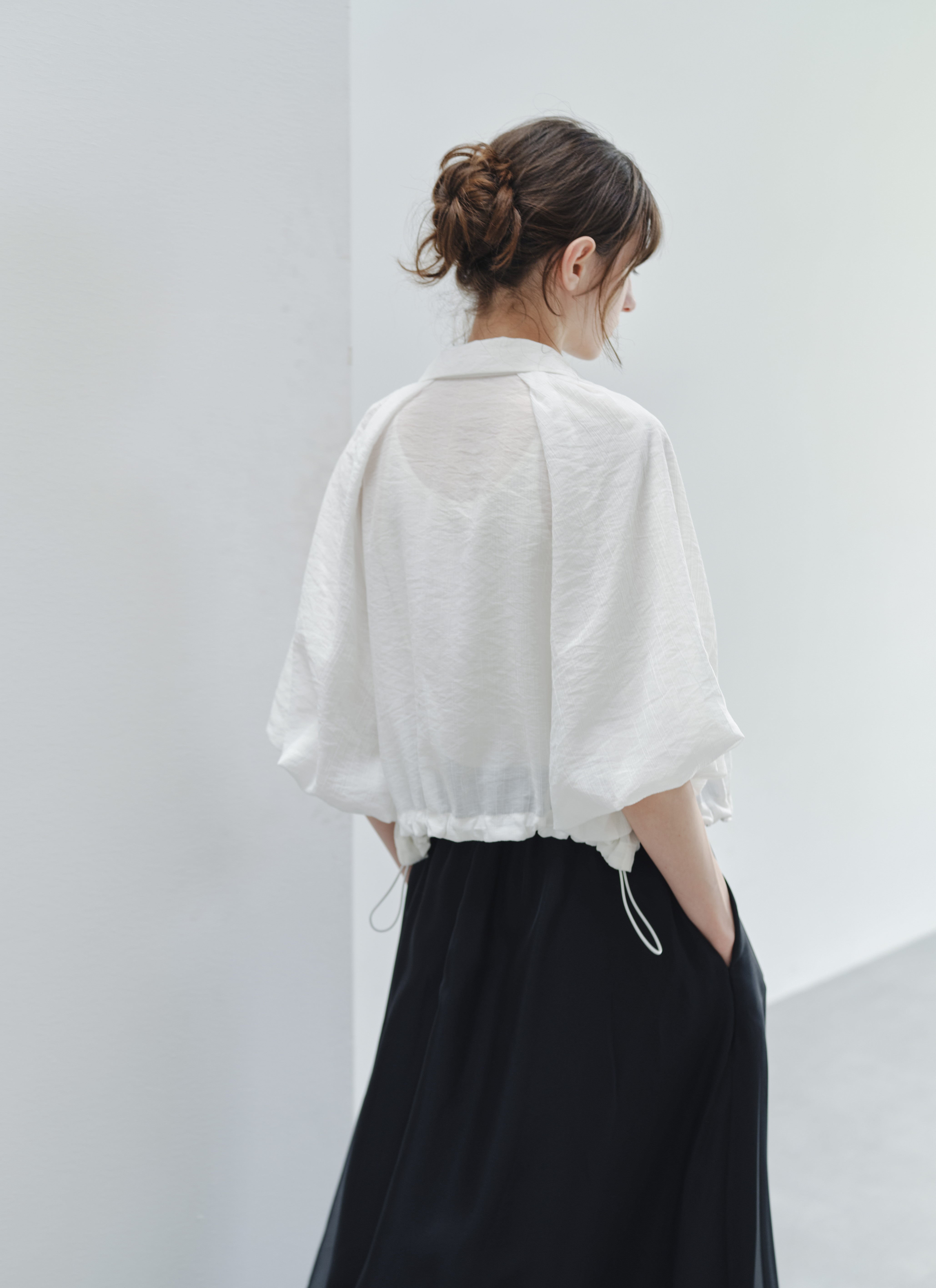 BALLOON SLEEVE DRAPE SHIRT