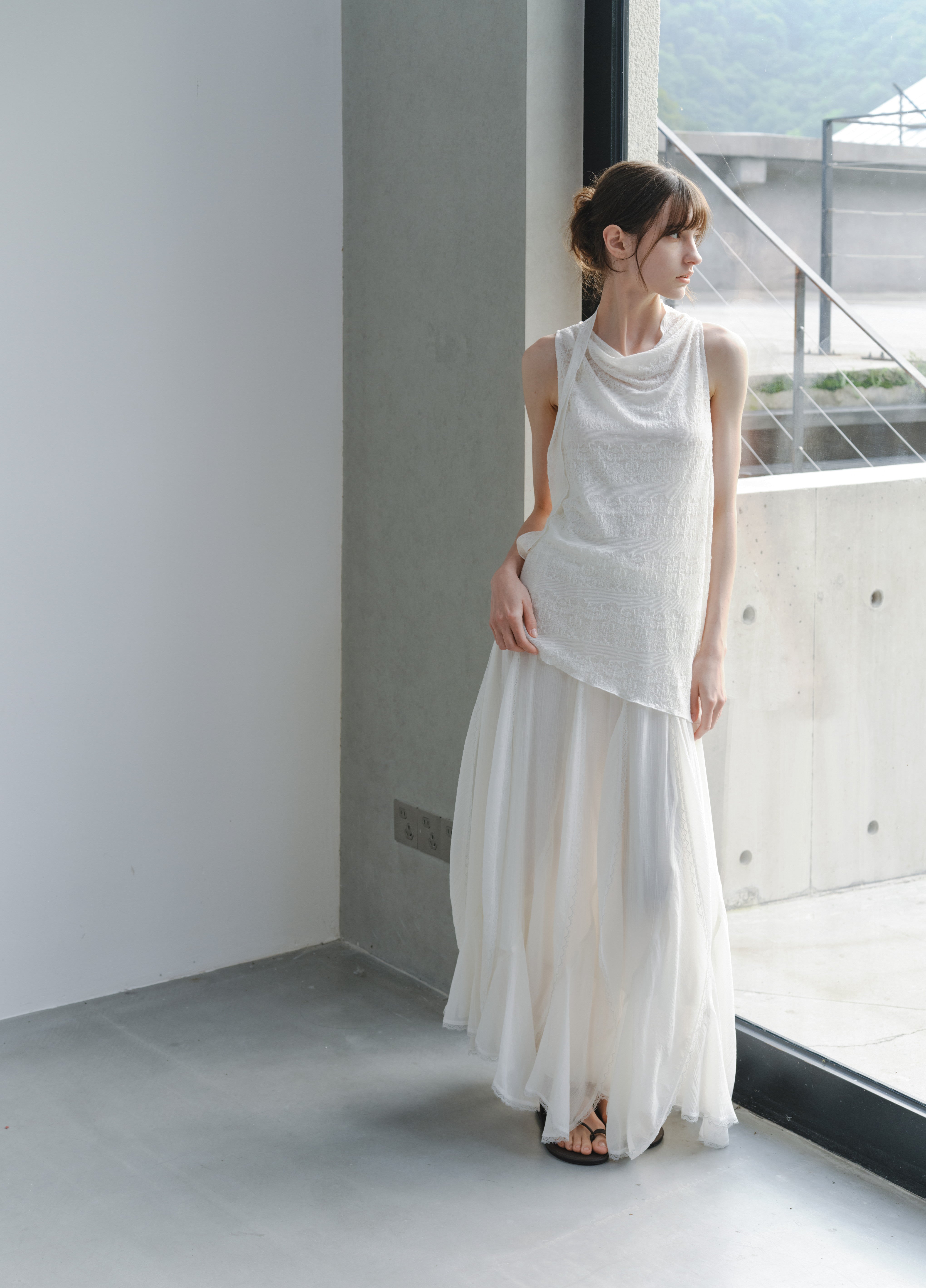 SHEER JACQUARD SOFT BLOUSE