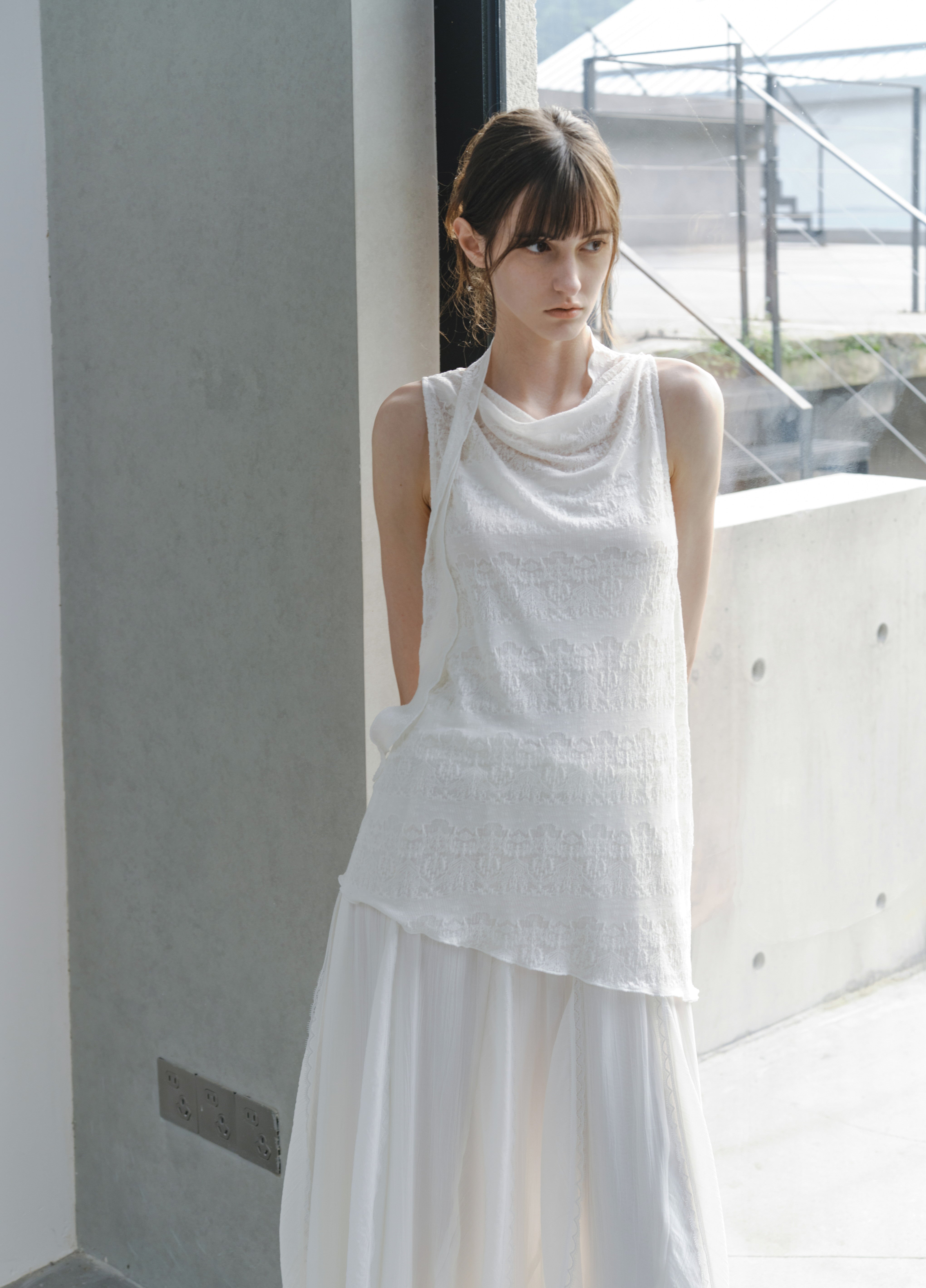 SHEER JACQUARD SOFT BLOUSE