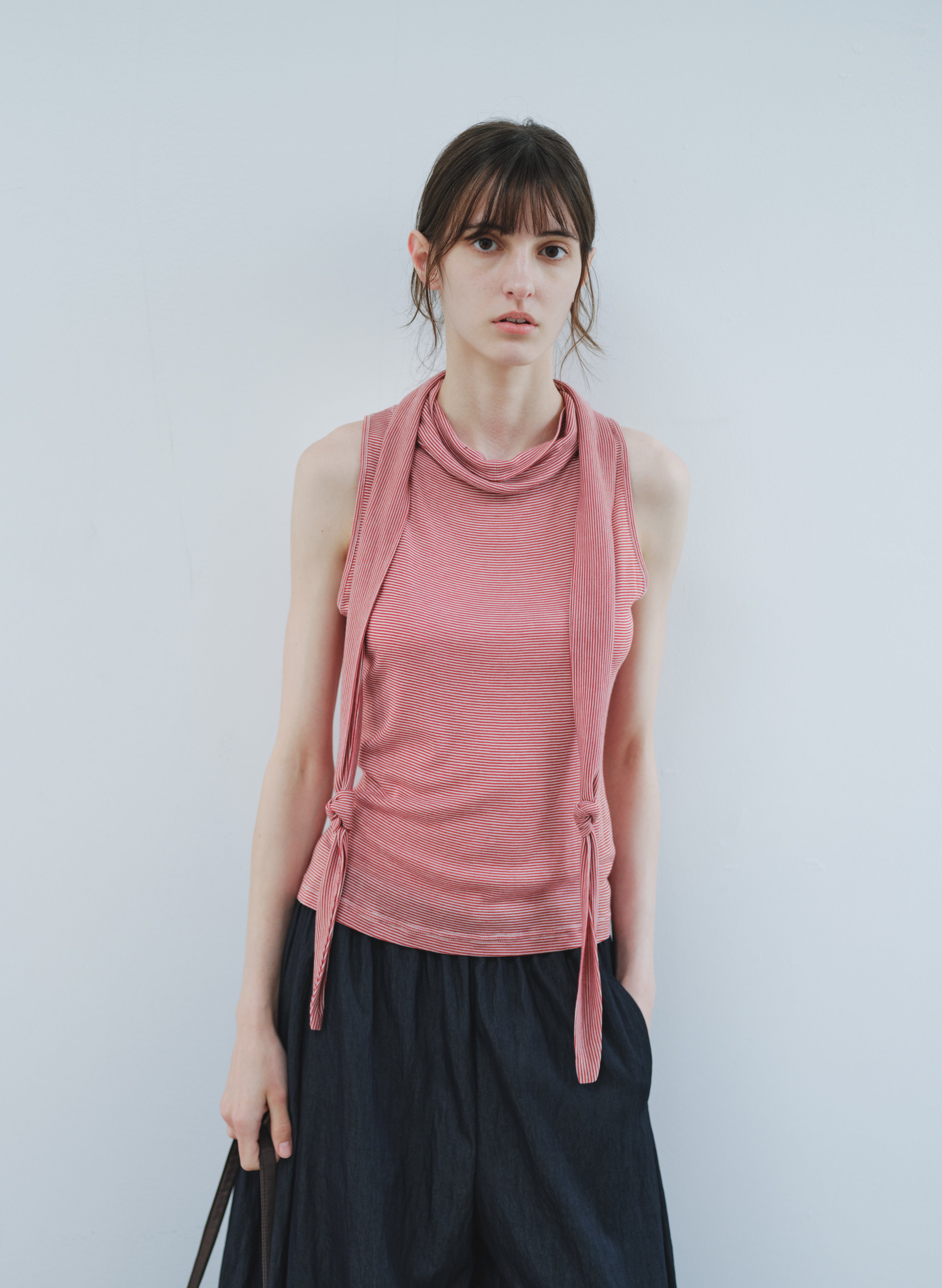 SCARF TIE STRIPE TOP