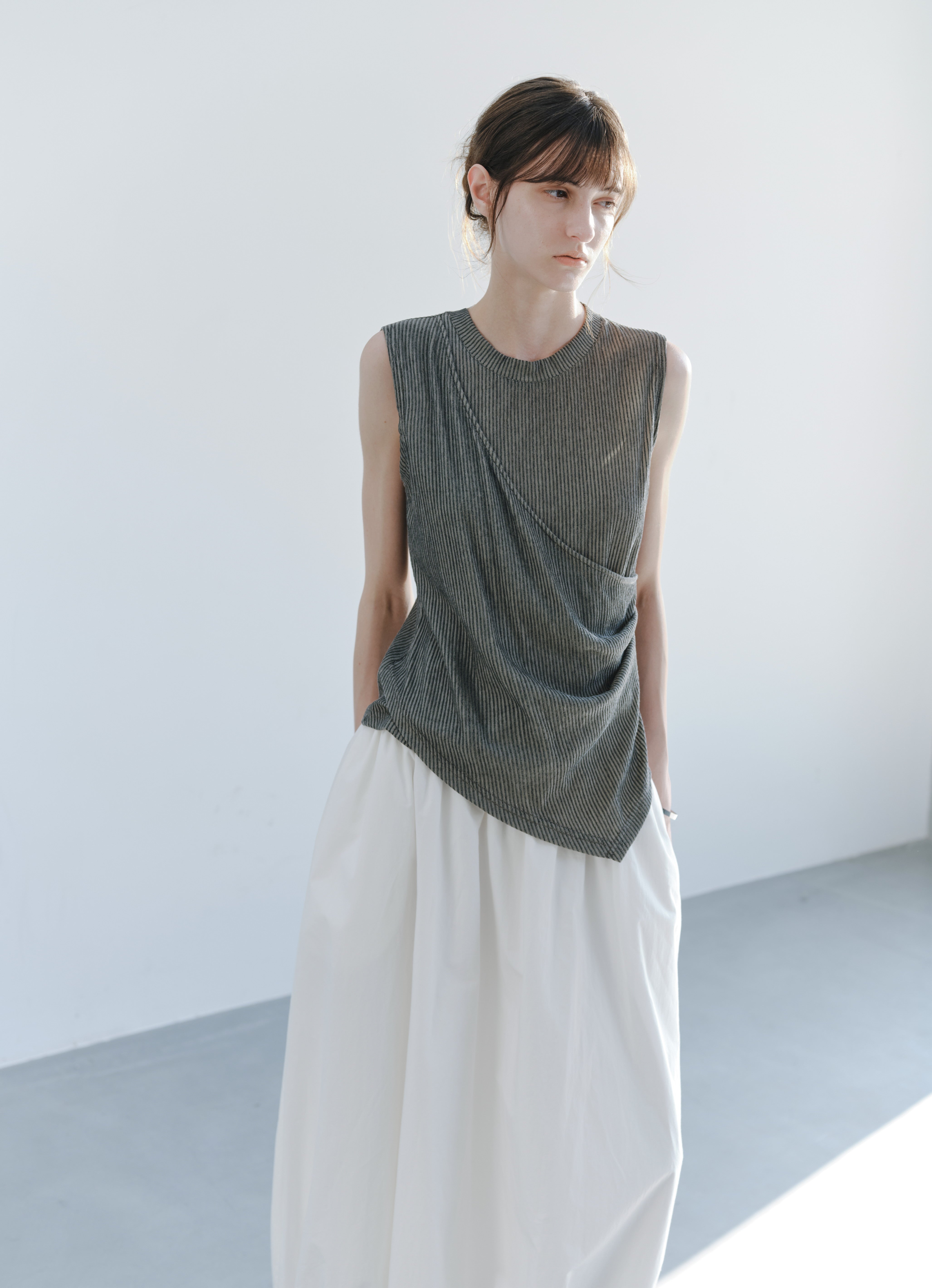SIDE GATHER STRIPE TOP