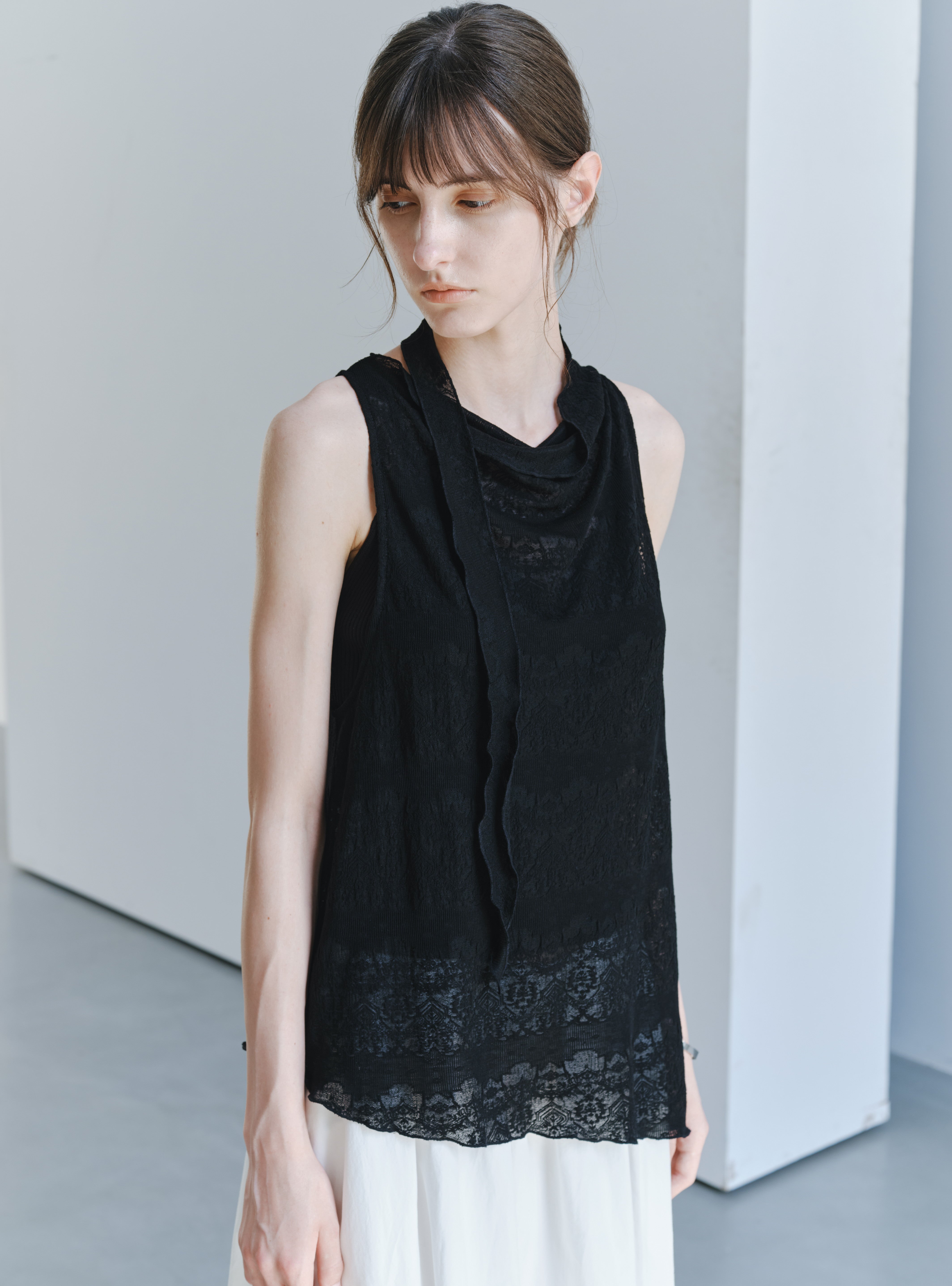 SHEER JACQUARD SOFT BLOUSE