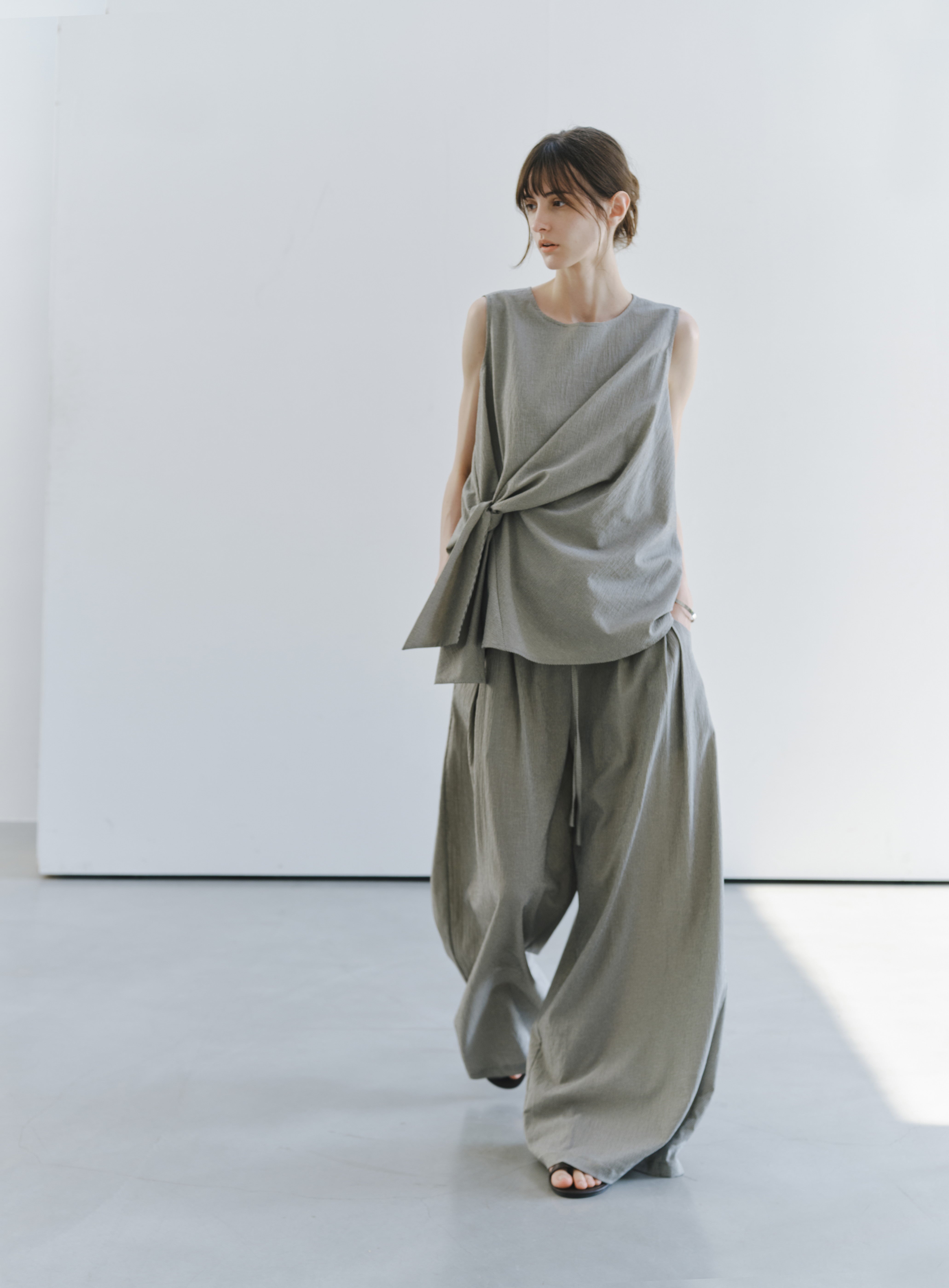 SEERSUCKER WIDE PANTS